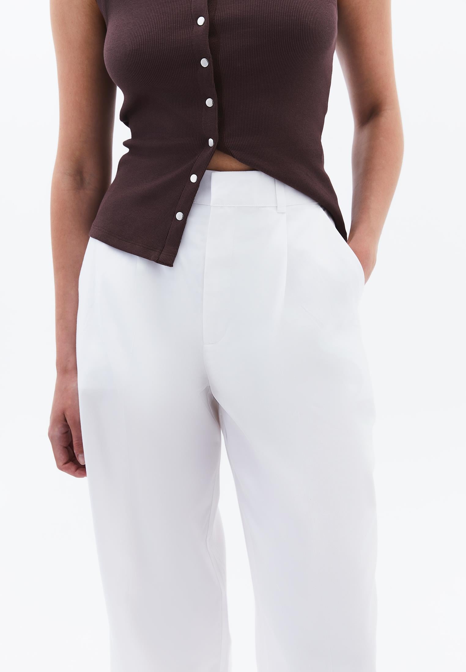 Wide Leg Trousers - WHITE