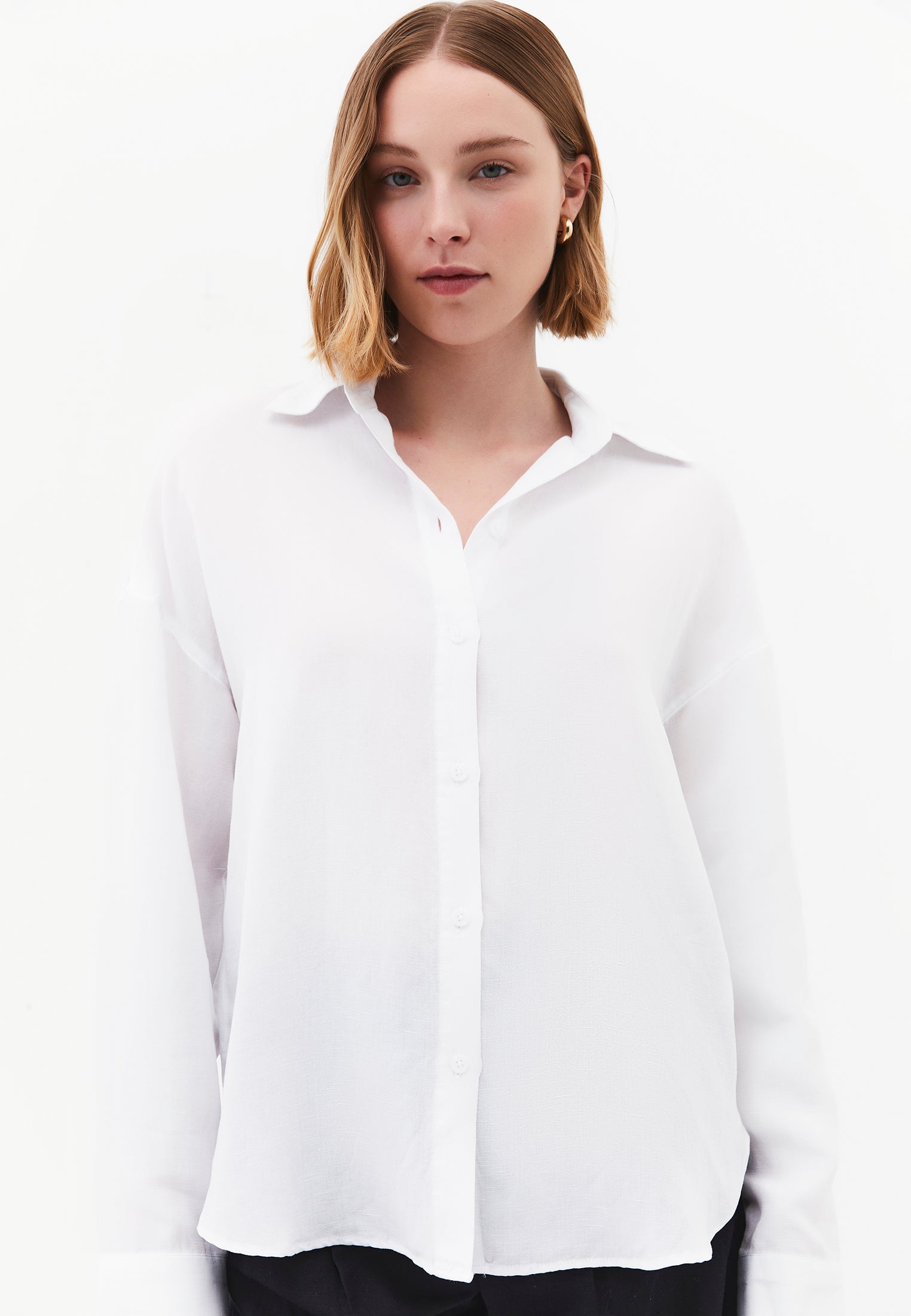 Loose Fit Button Detailed Long Sleeve Shirt - WHITE