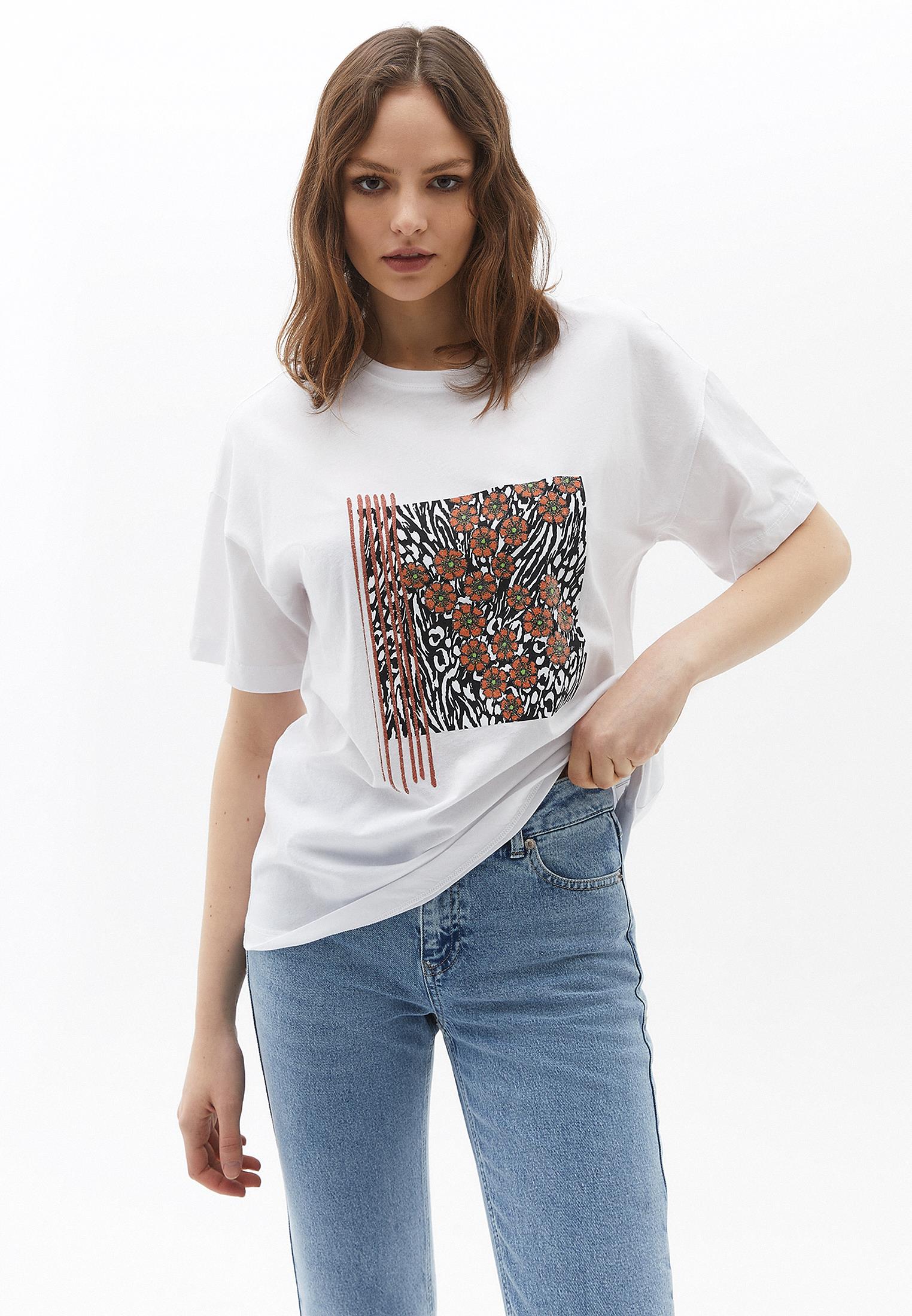 High Neck Oversize T-Shirt - WHITE