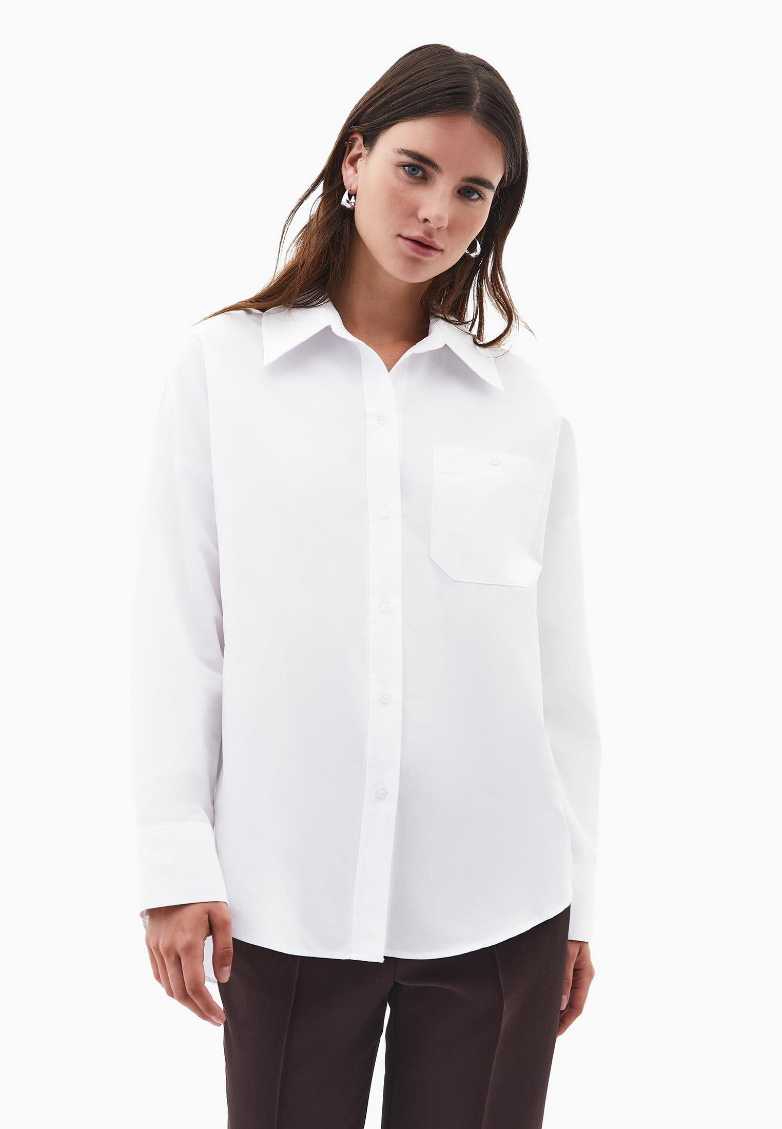 Poplin Long Shirt - WHITE