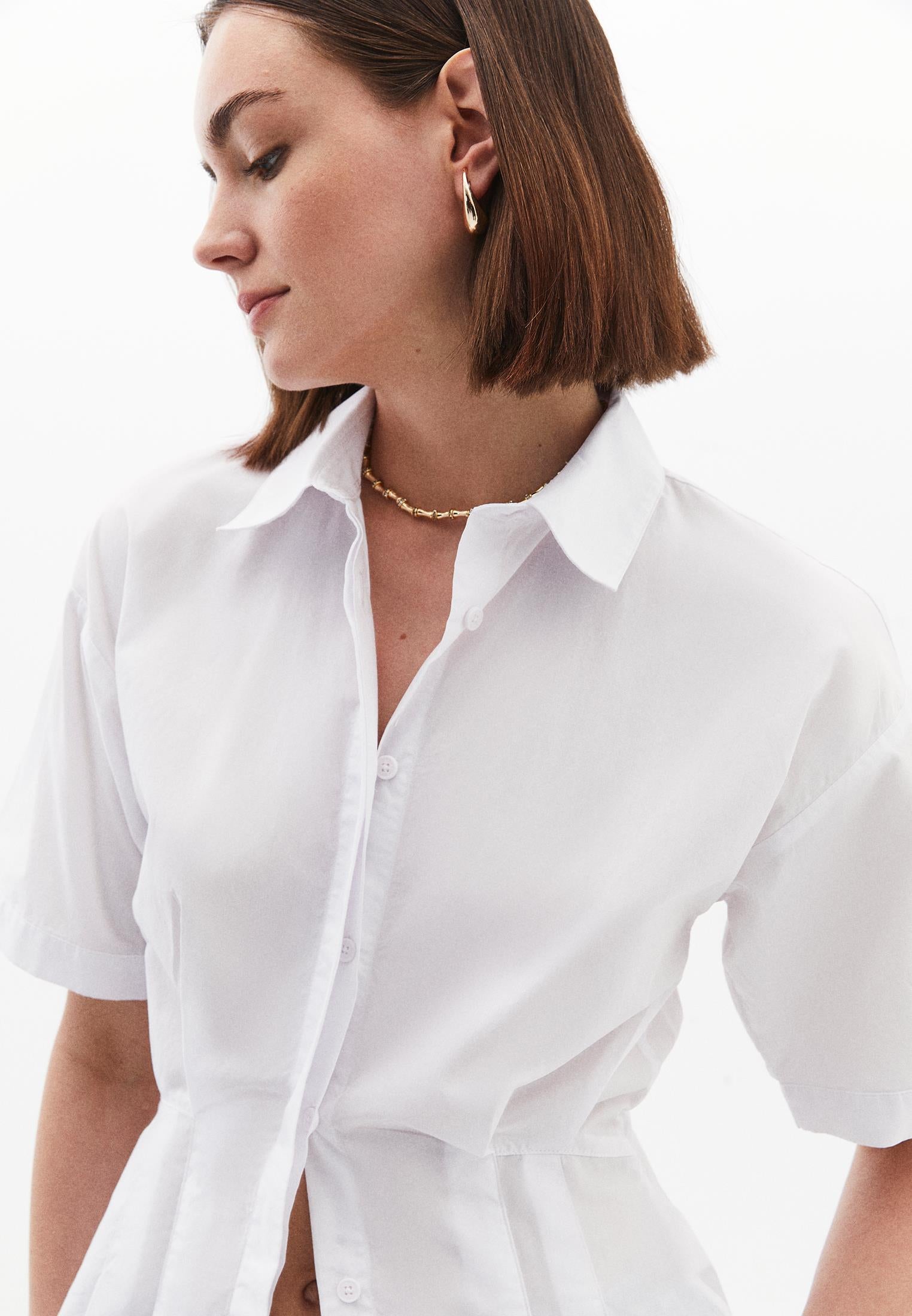 Pleated Cotton Shirt - WHITE