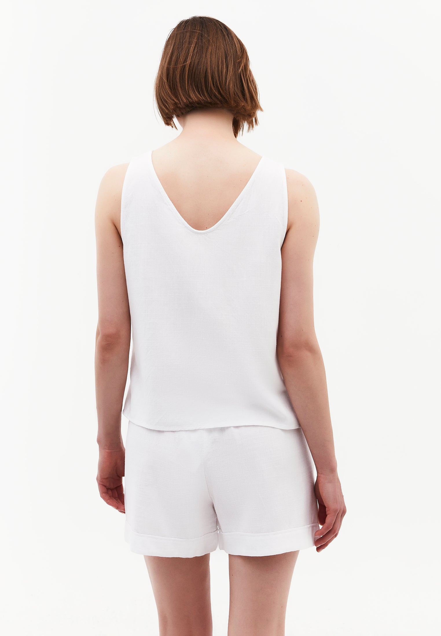 Loose Fit V-Neck Sleeveless Tank Top - WHITE