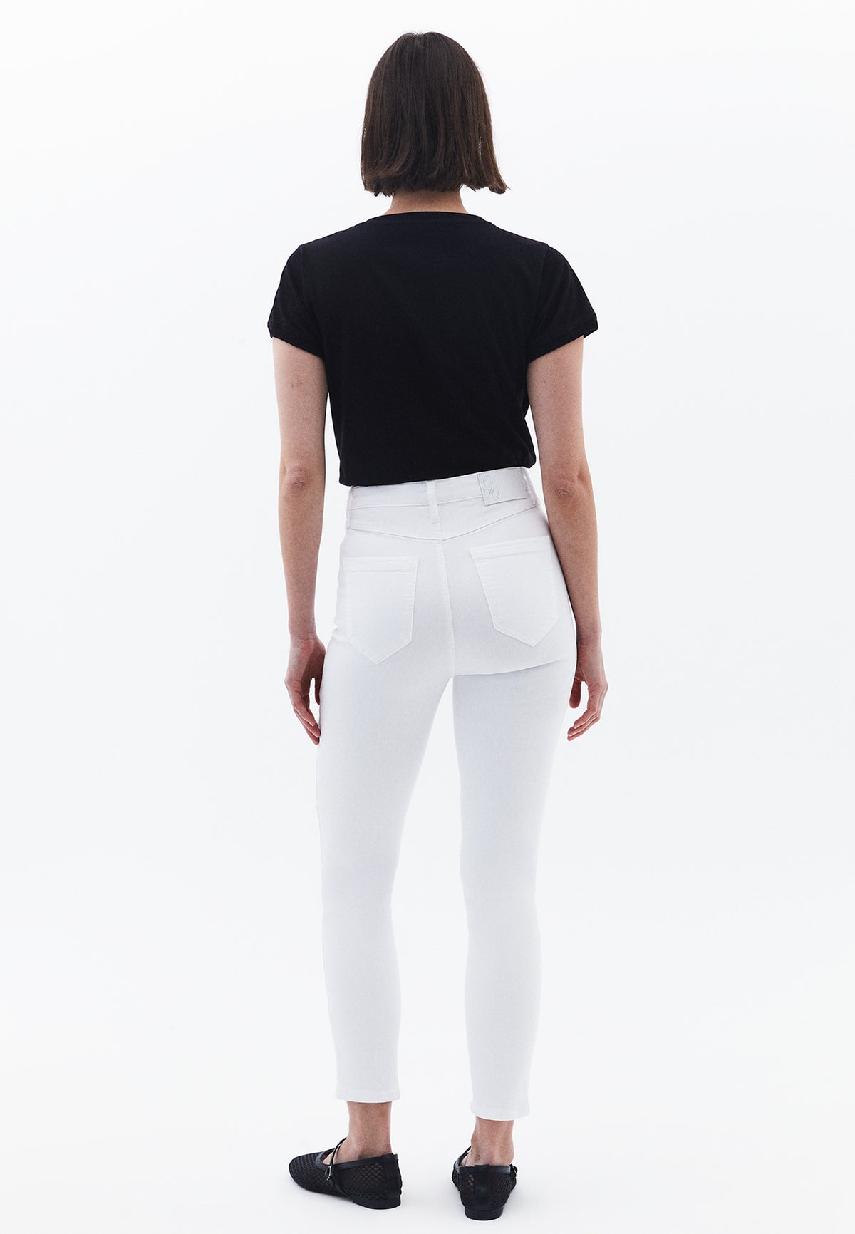 High Waist Ankle Pants - WHITE