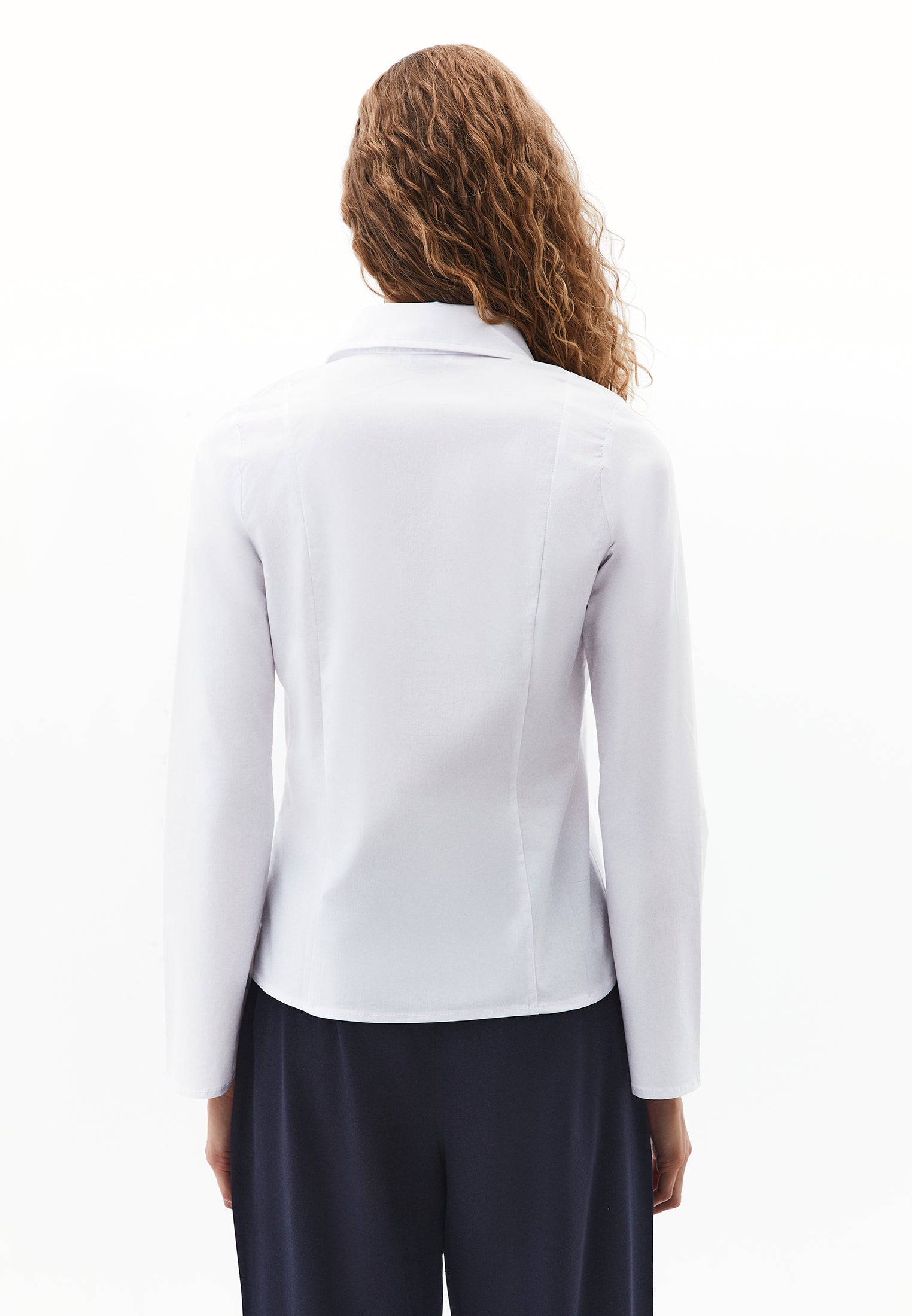 Buttoned Slim Fit Standard Long Sleeve Shirt - WHITE