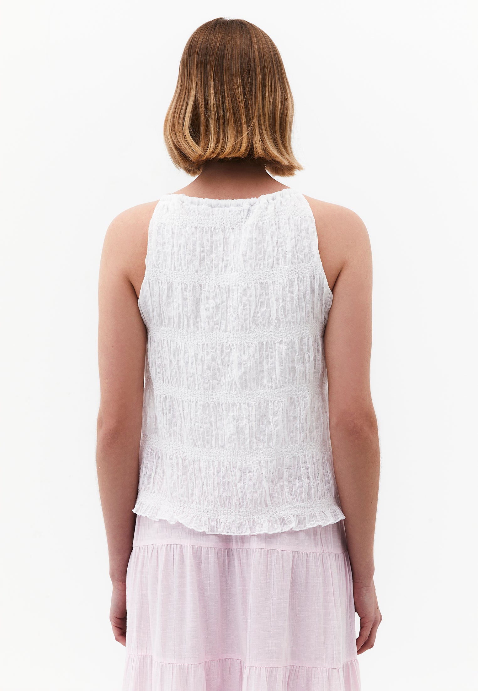 Sleeveless Halter Neck Blouse - WHITE