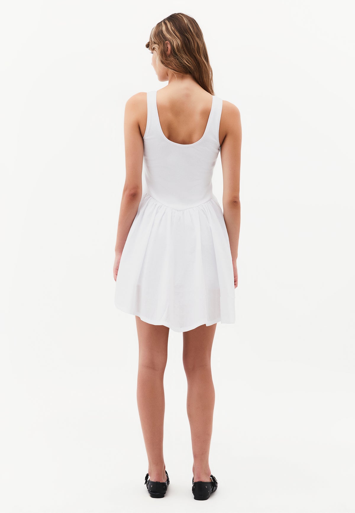Ruched Sleeveless Short Dress - WHITE