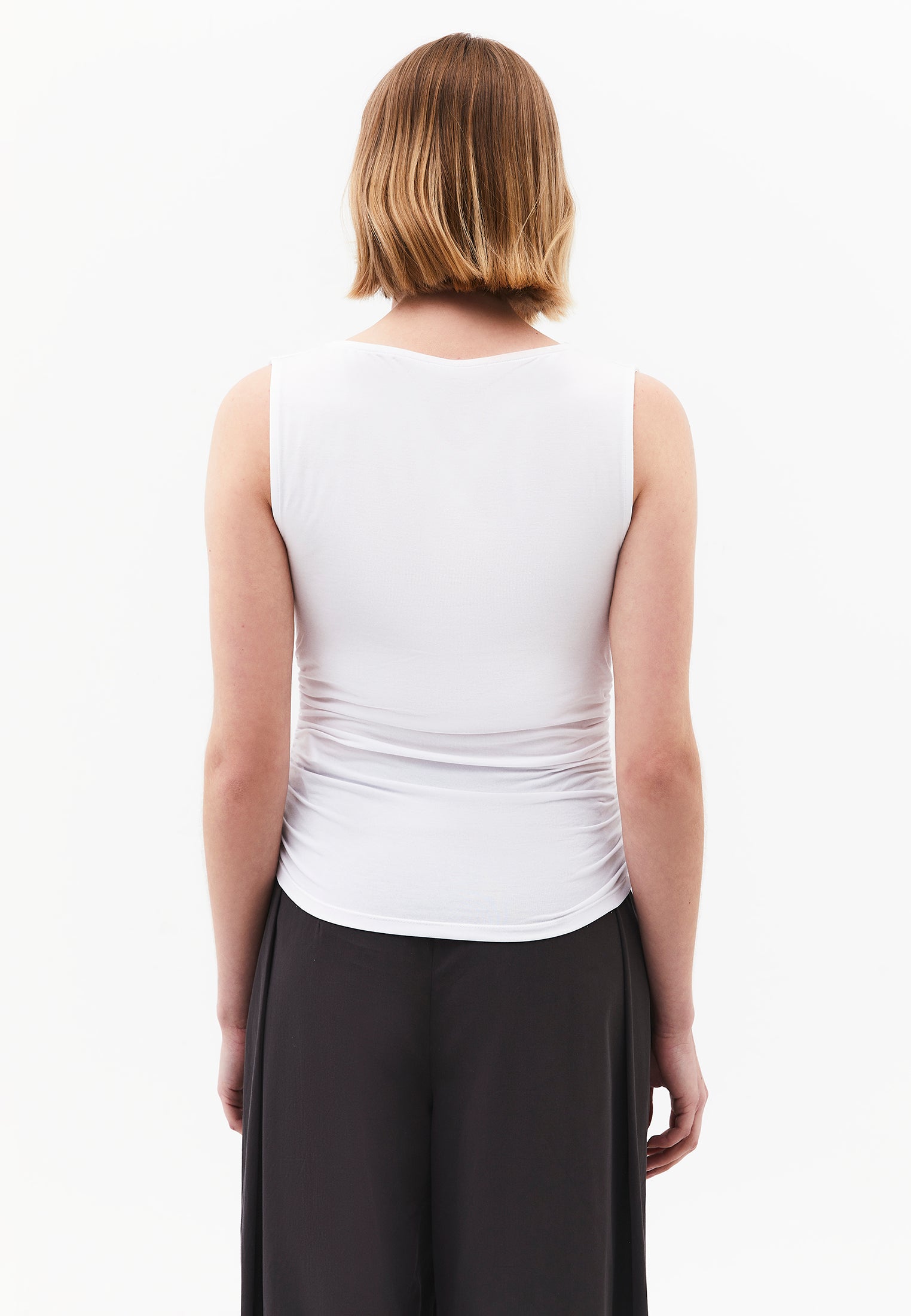 Cowl Neck Bodycon Tank Top - WHITE
