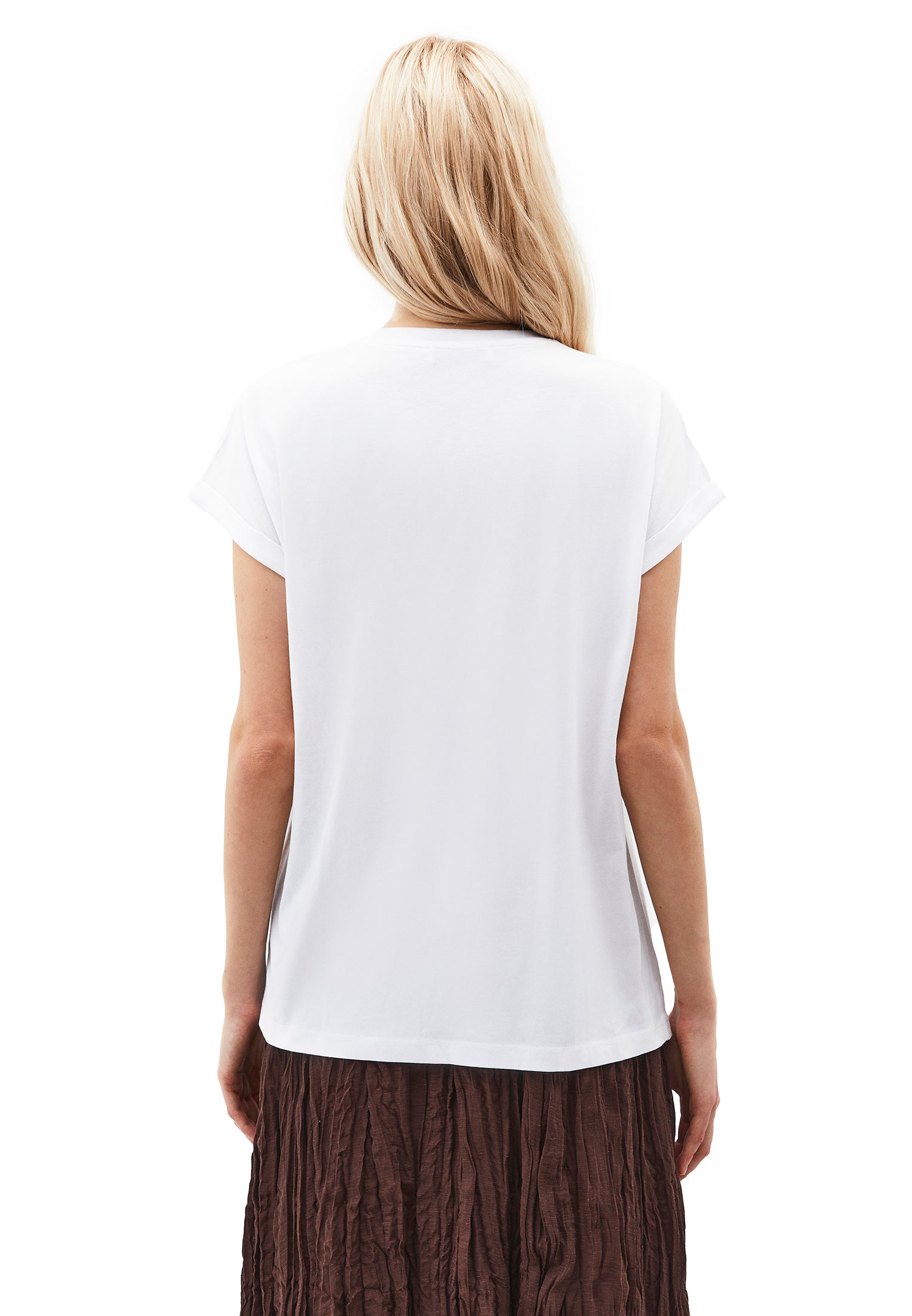 Boat Neck Loose Fit Short Sleeve T-Shirt - WHITE
