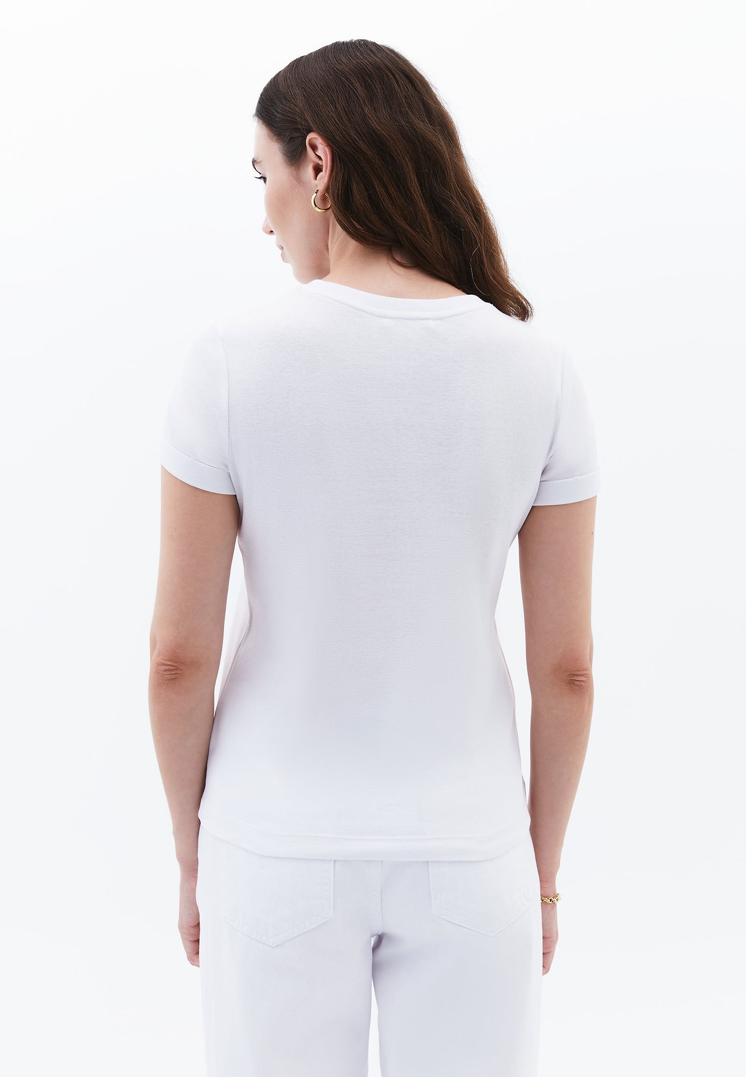 Cotton T-Shirt With Crew Neck - WHITE
