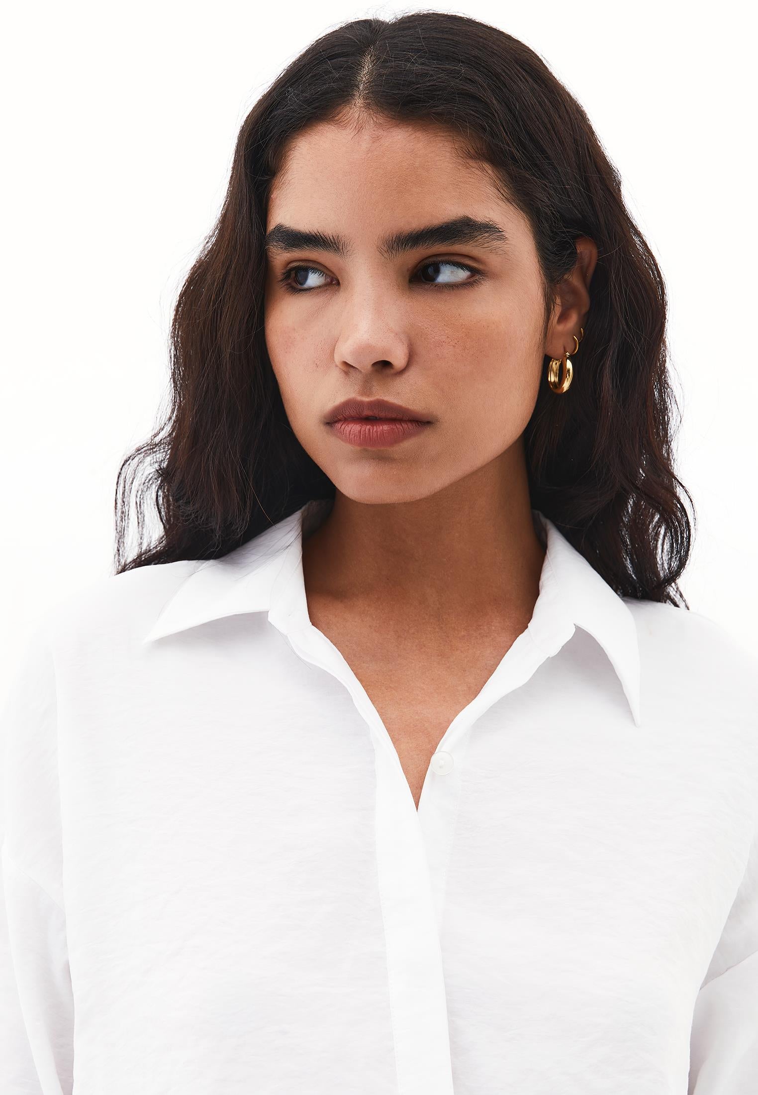 Oversize Long Sleeve Buttoned Shirt - WHITE