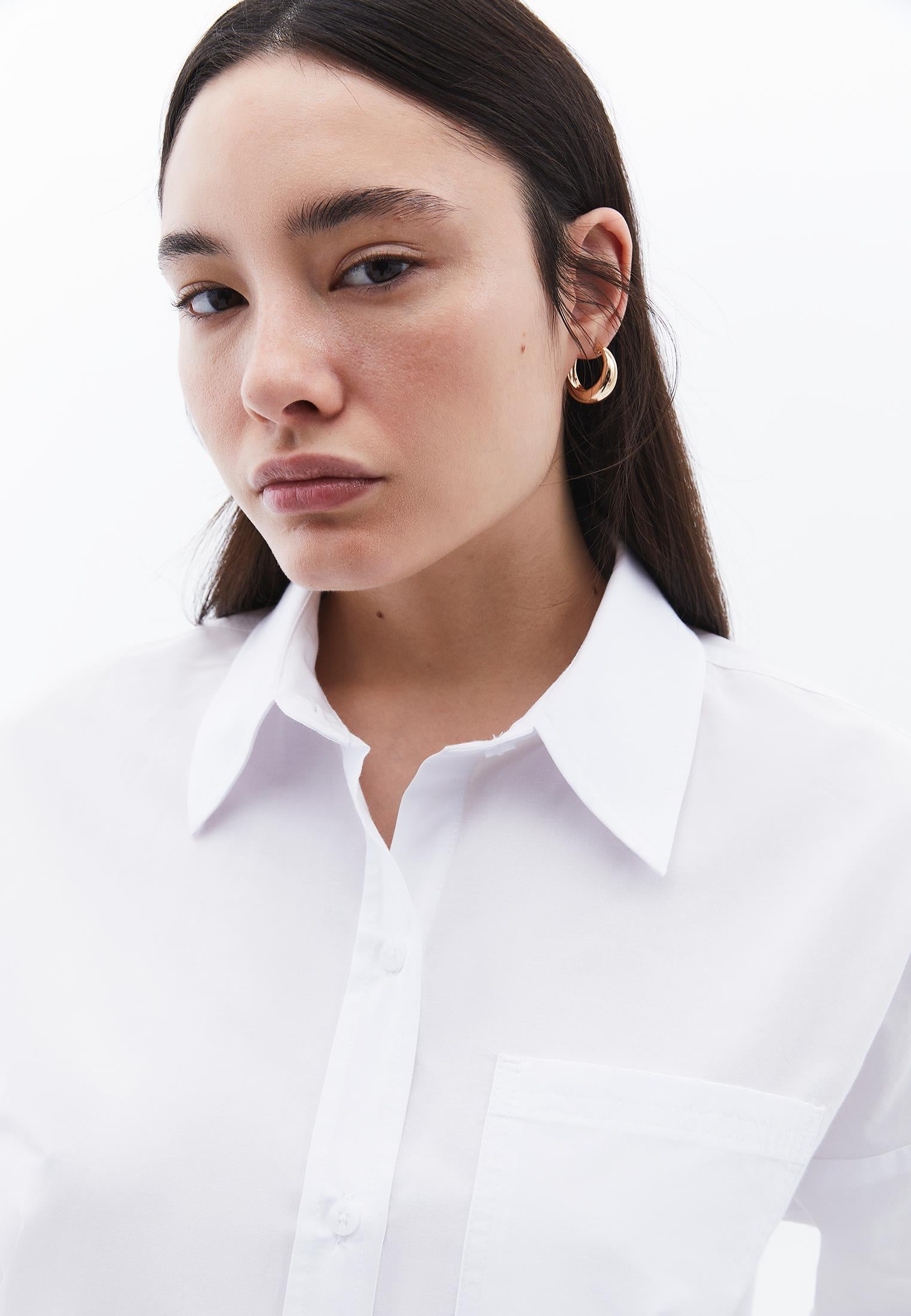 Oversize Long Sleeve Printed Shirt - WHITE