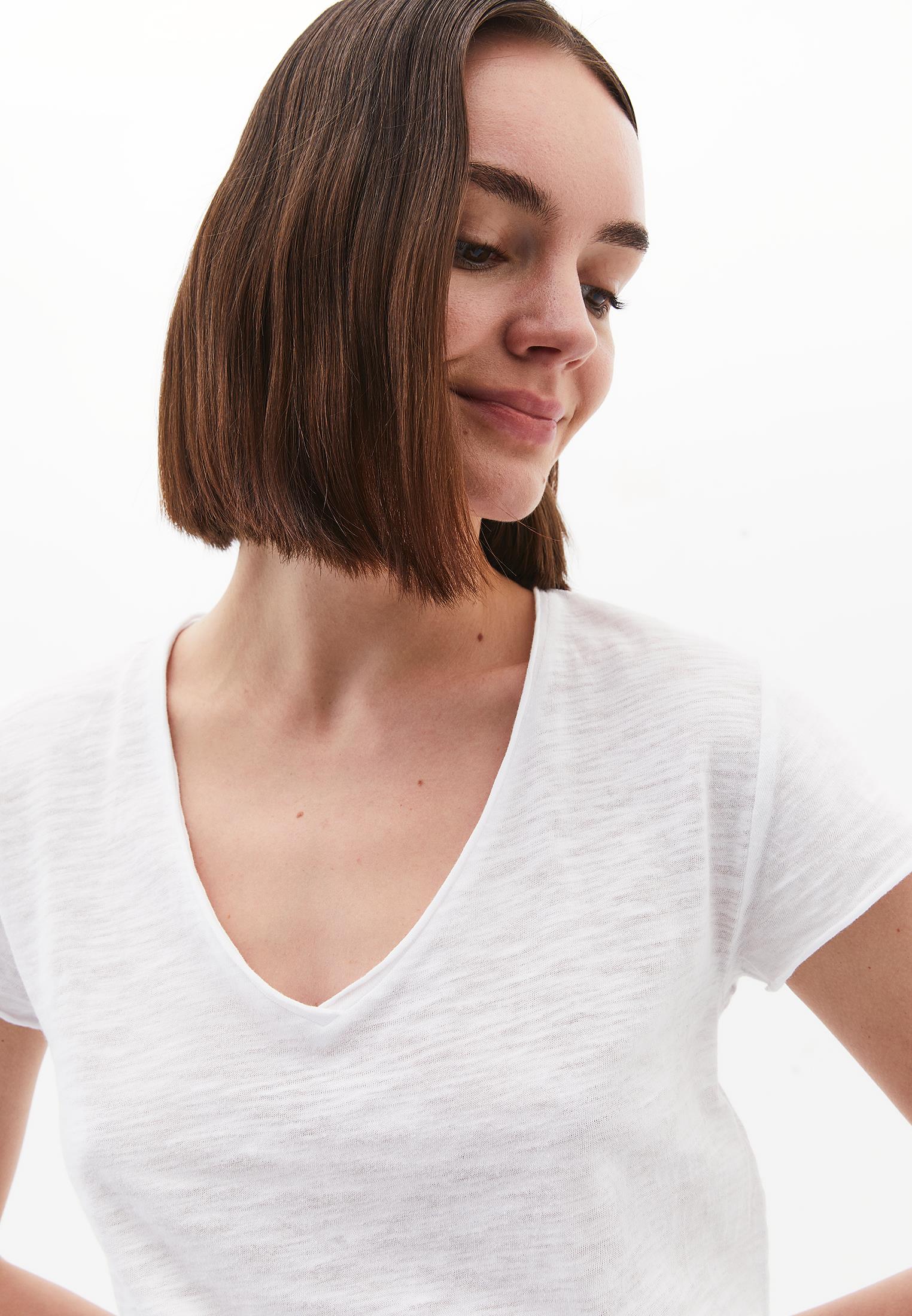 V Neck Short Sleeve Women's T-Shirt - WHITE