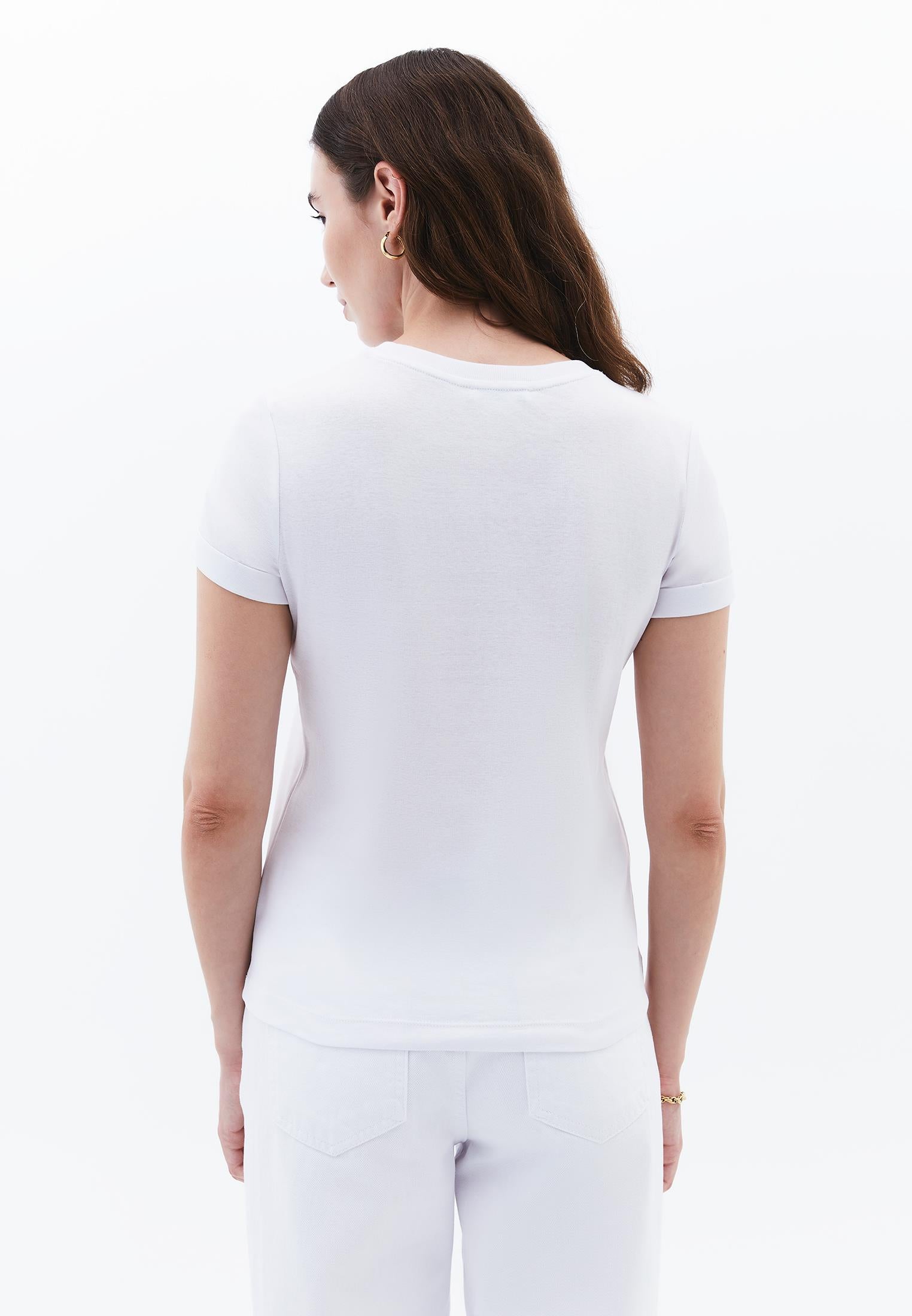 Cotton T-Shirt With Crew Neck - WHITE