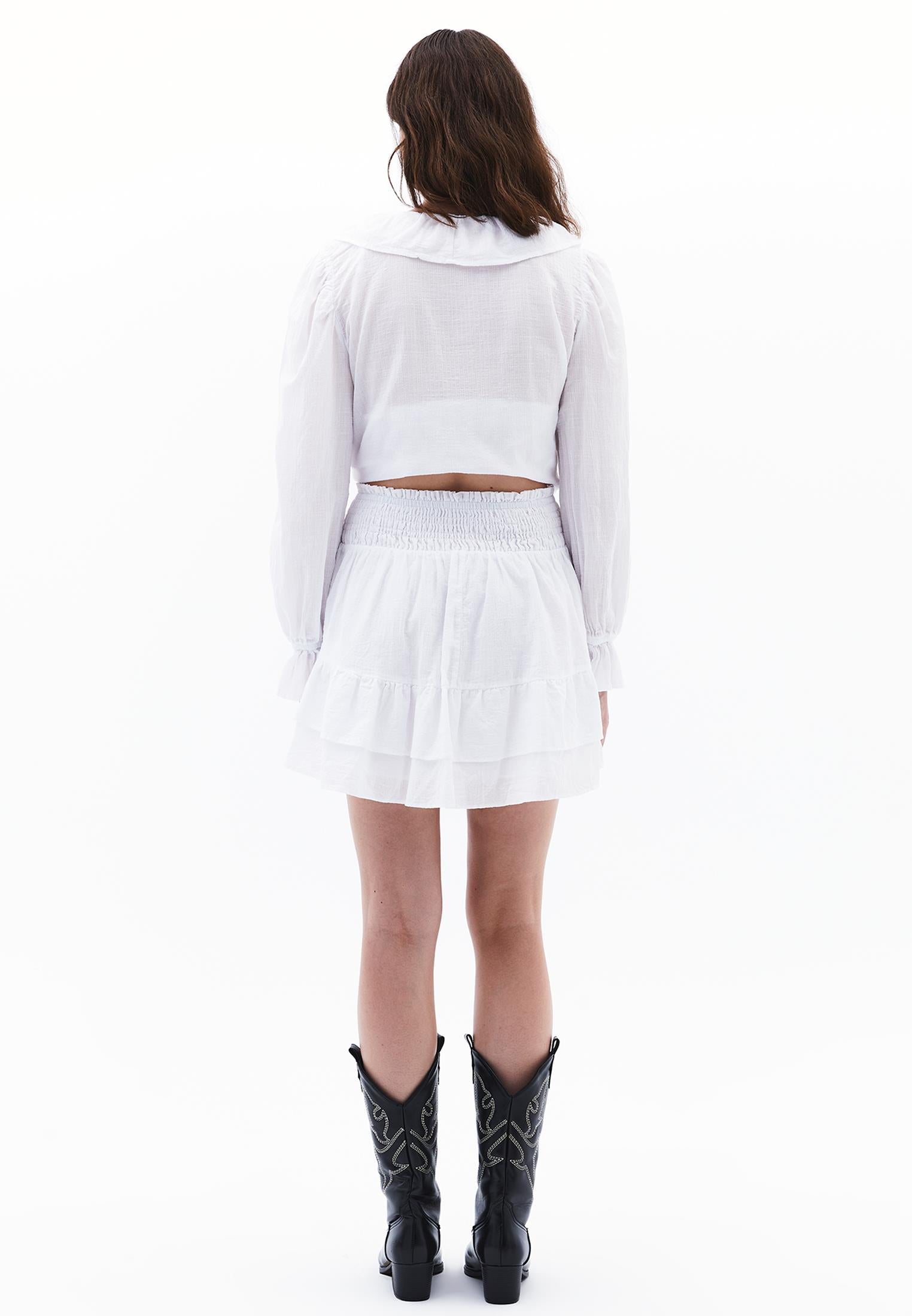 Ruffled Short Skirt - WHITE