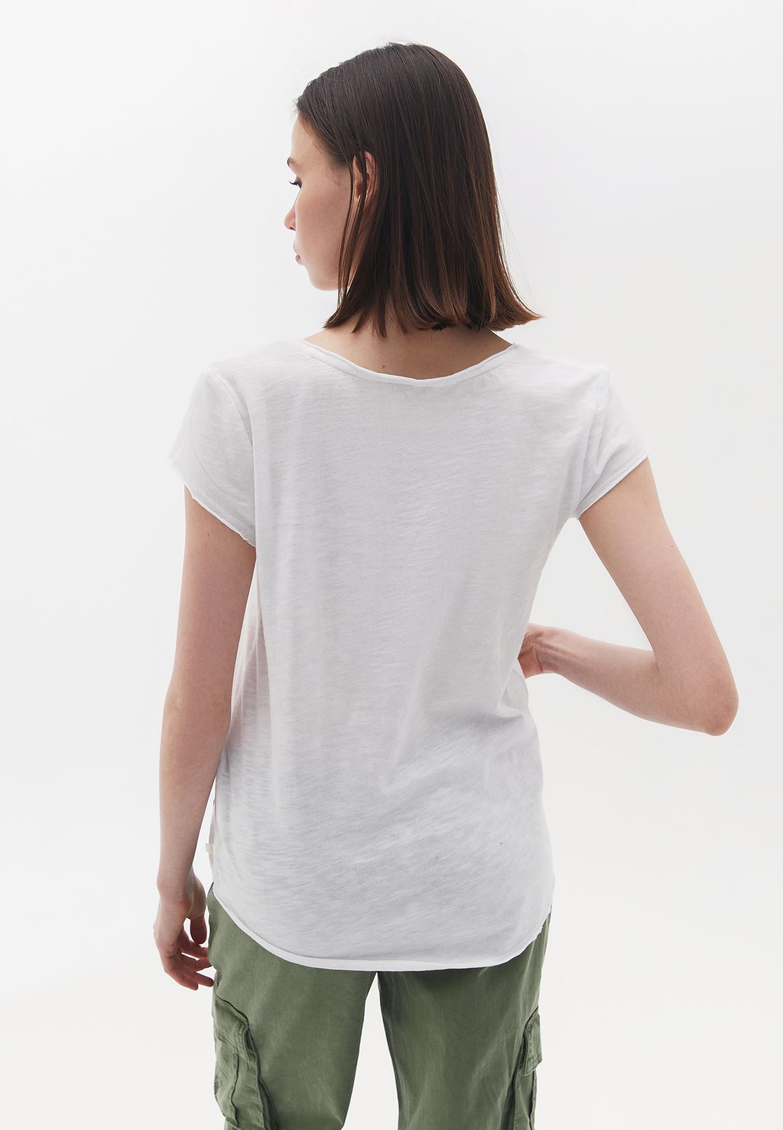 V Neck Loose T-Shirt - WHITE