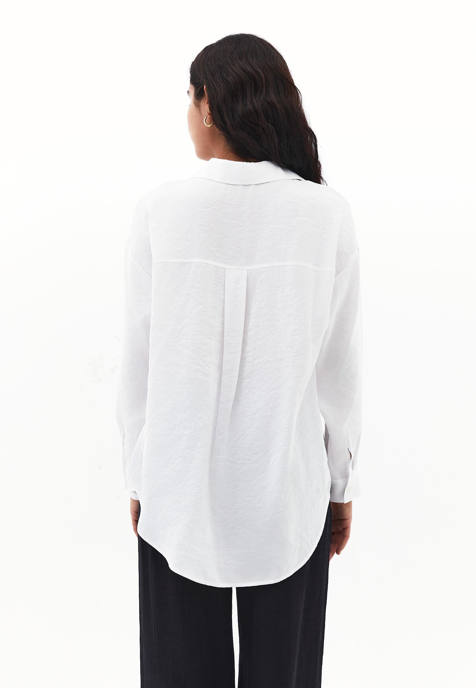 Oversize Long Sleeve Buttoned Shirt - WHITE