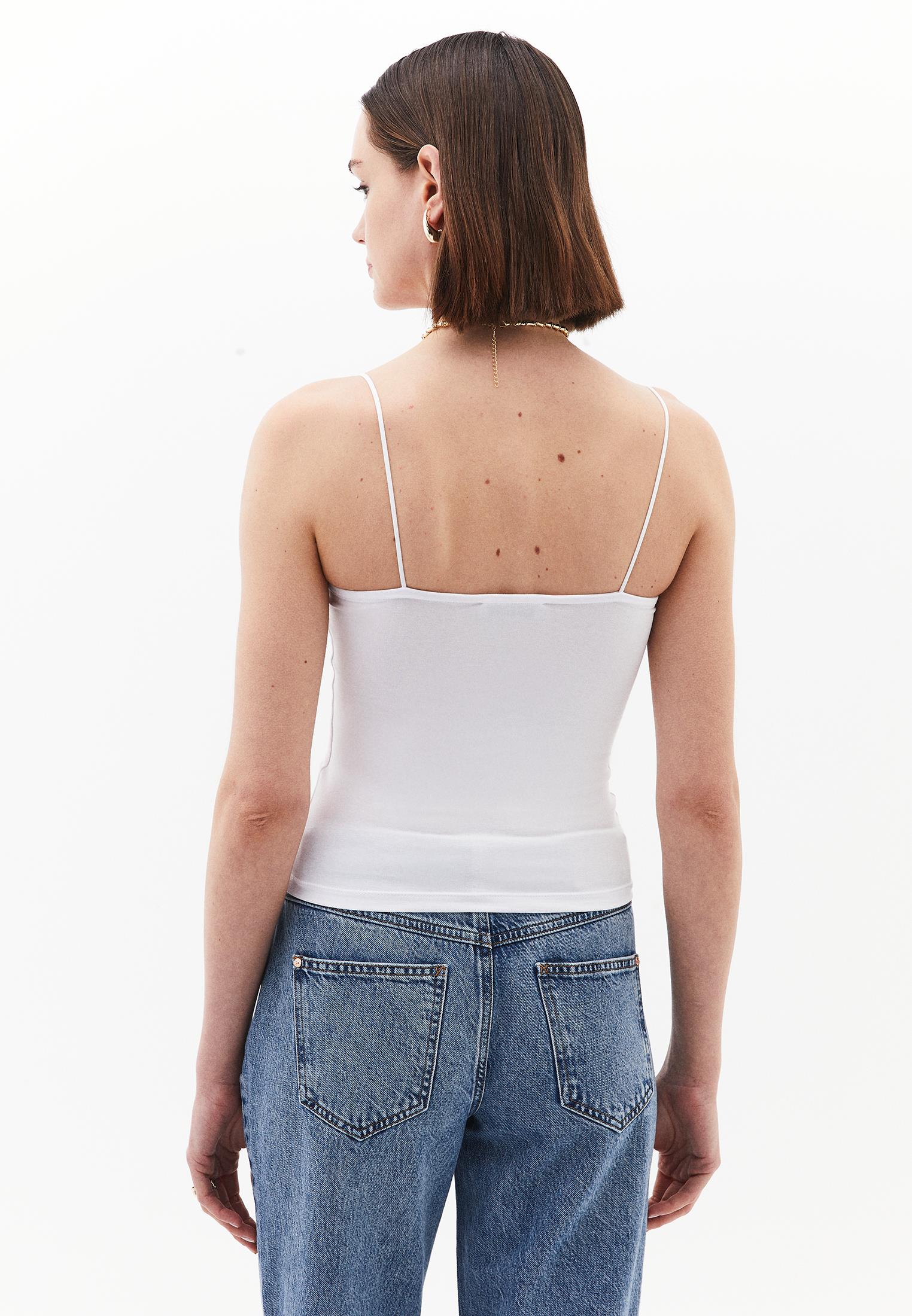 Wide Neck Strappy Tank Top - WHITE