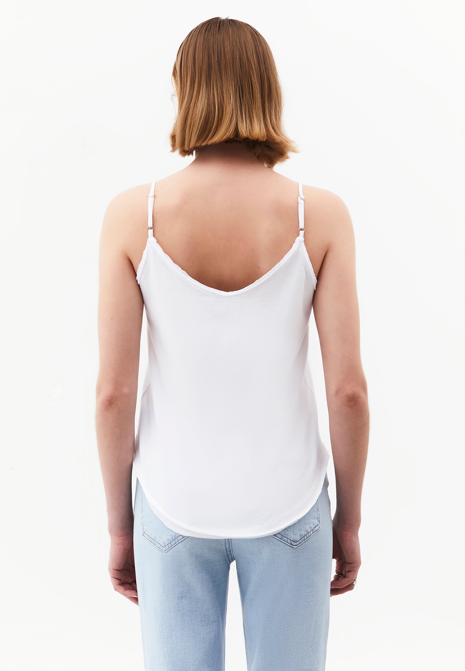 Loose V-Neck Top With Button Details - WHITE