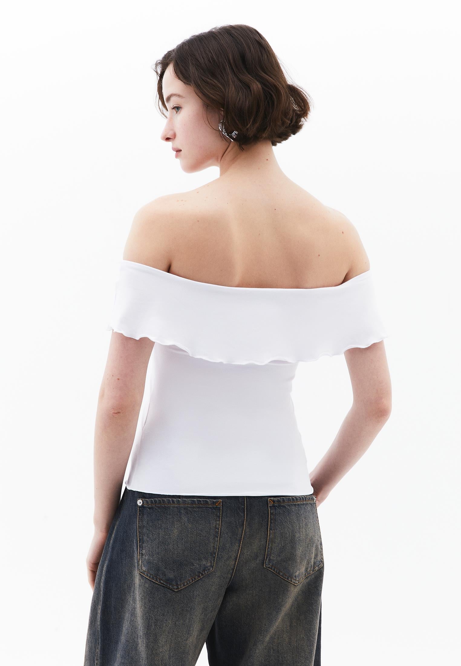 Off Shoulder Modal Blouse - WHITE