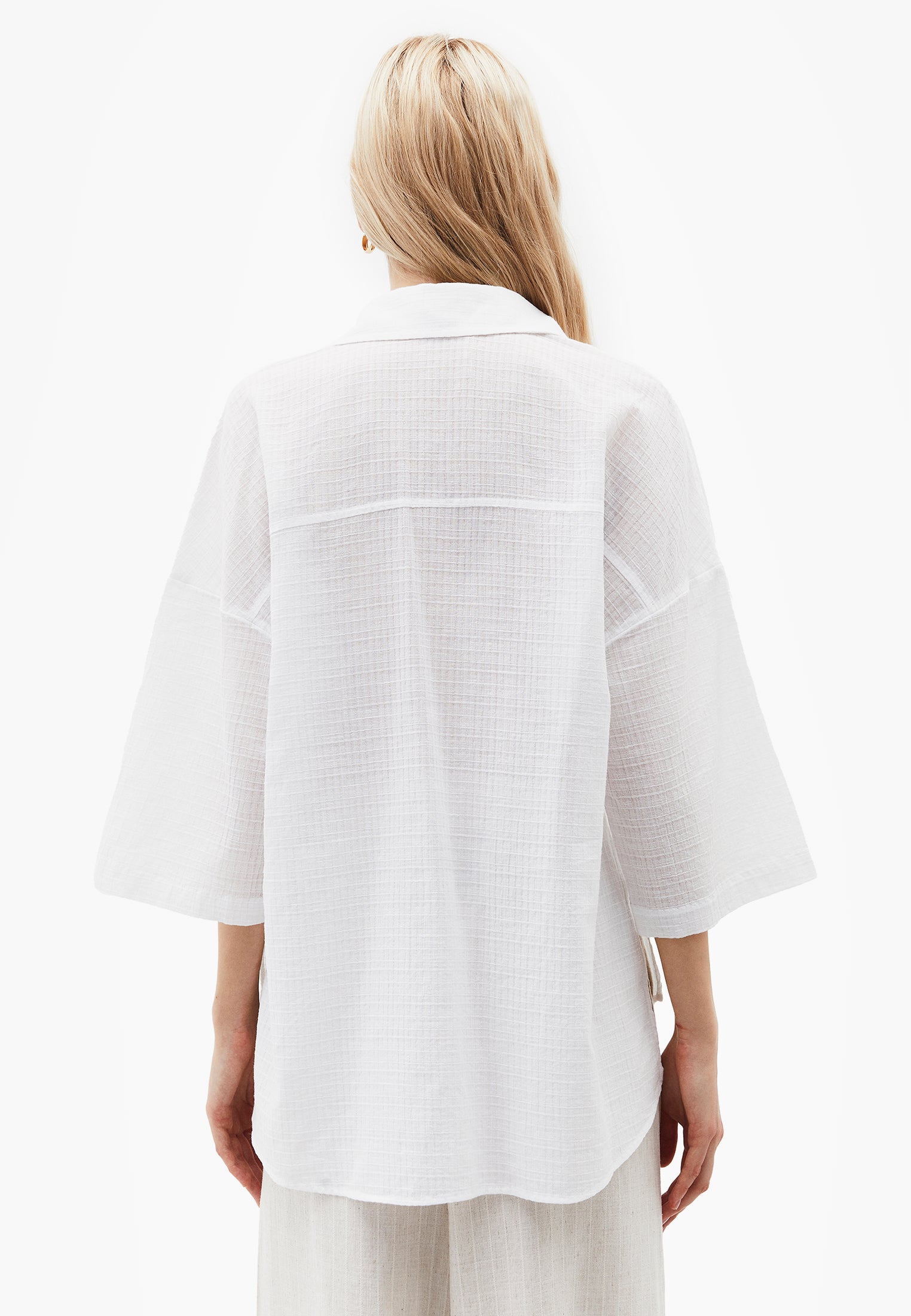 Shirt Collar Oversize Button Detailed Standard Shirt - WHITE