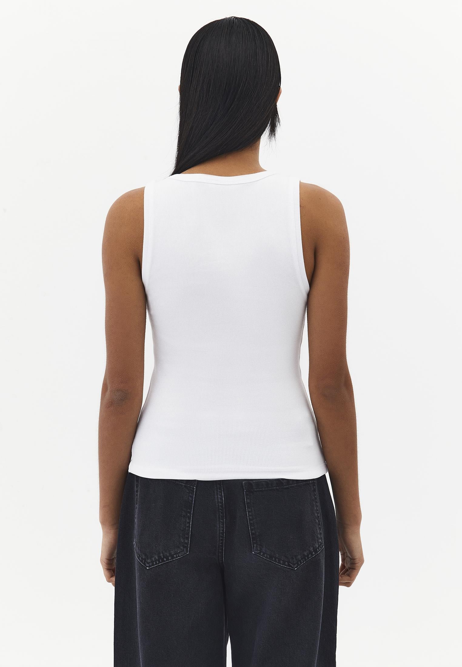 Sleeveless Crew Neck Tank Top - WHITE
