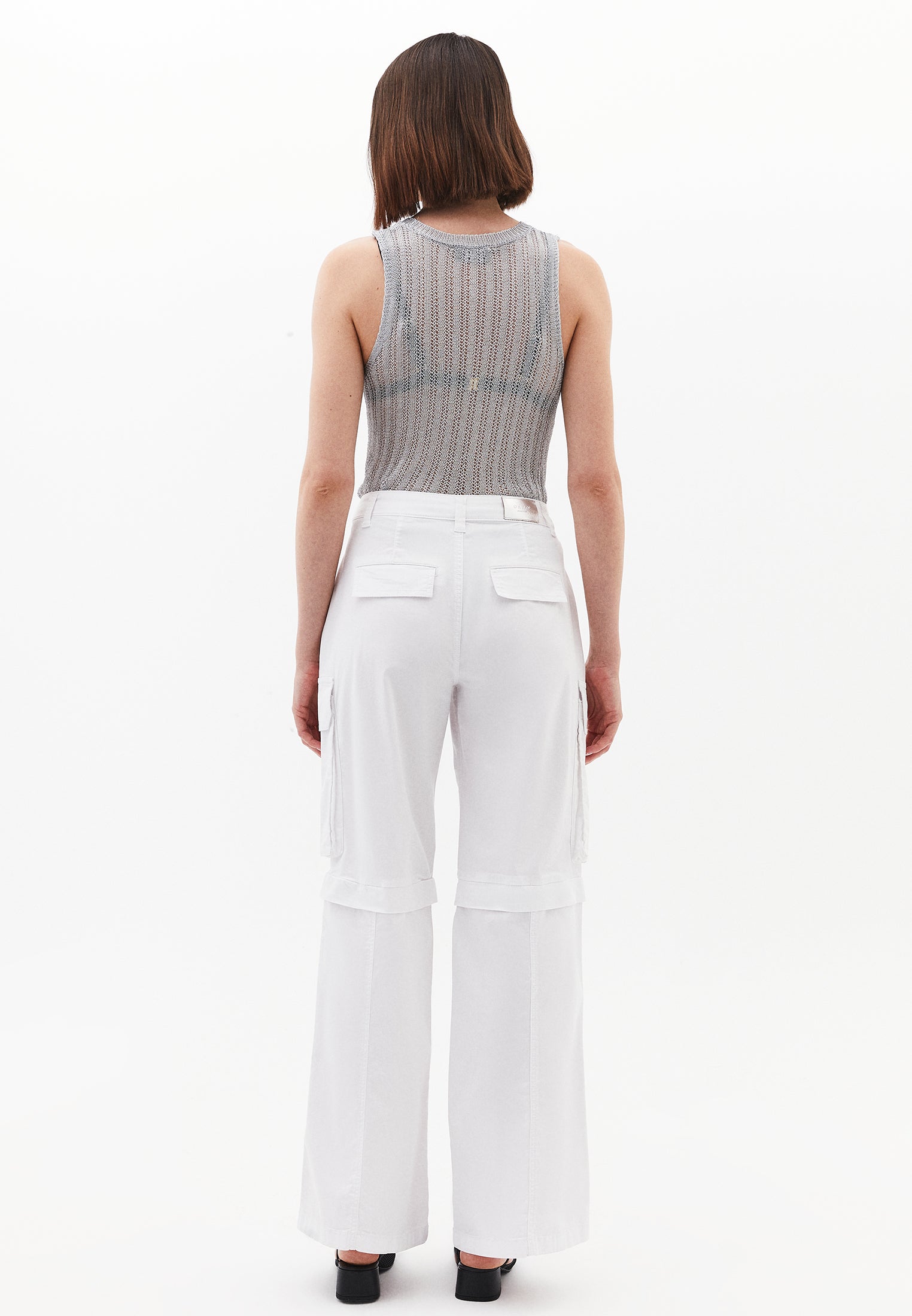 Wide Leg High Waist Cargo Pants - WHITE