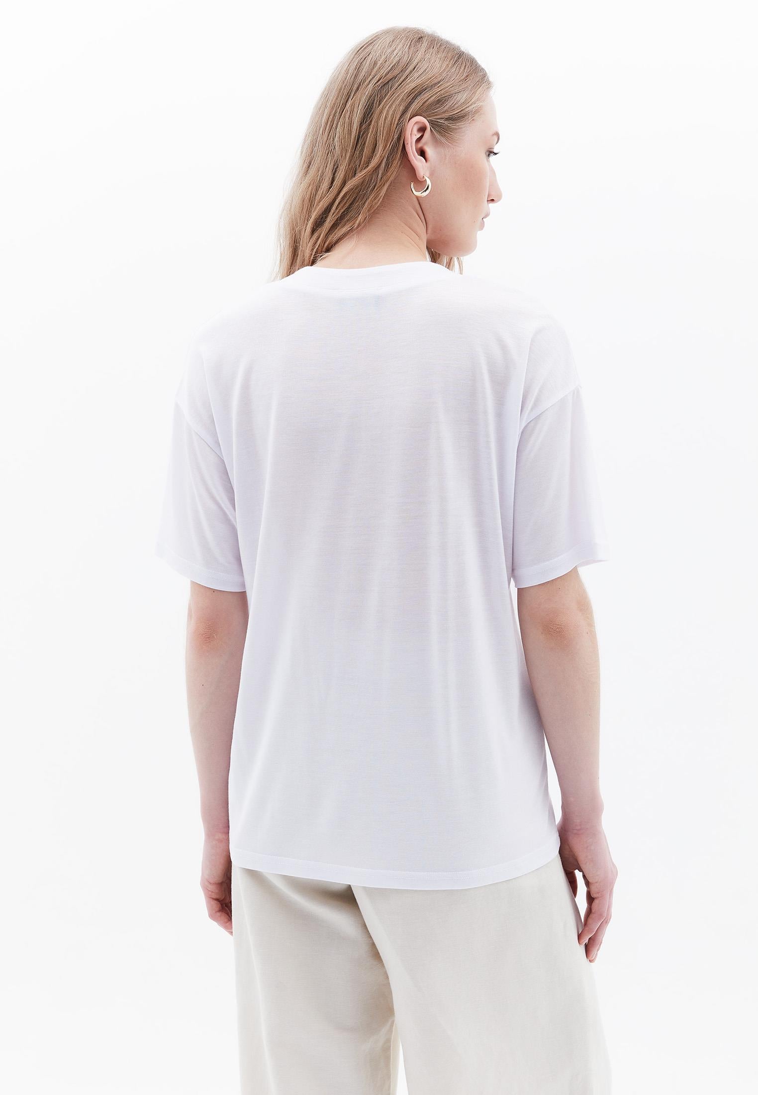 V Neck Oversize Short Sleeve T-Shirt - WHITE