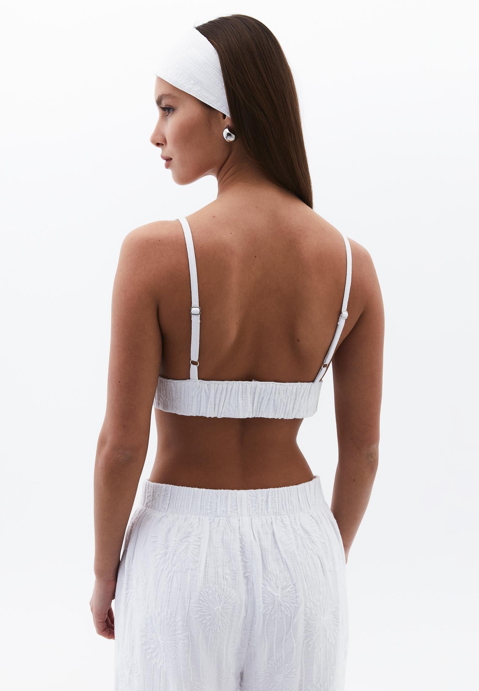 Deep Neck Sleeveless Bustier - WHITE