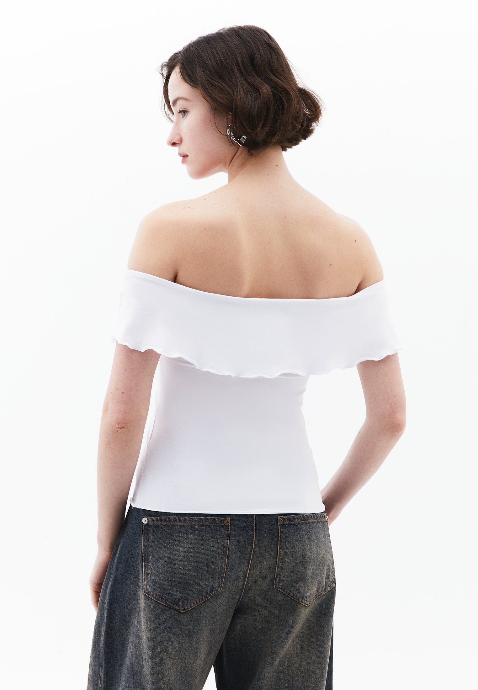 Off Shoulder Modal Blouse - WHITE