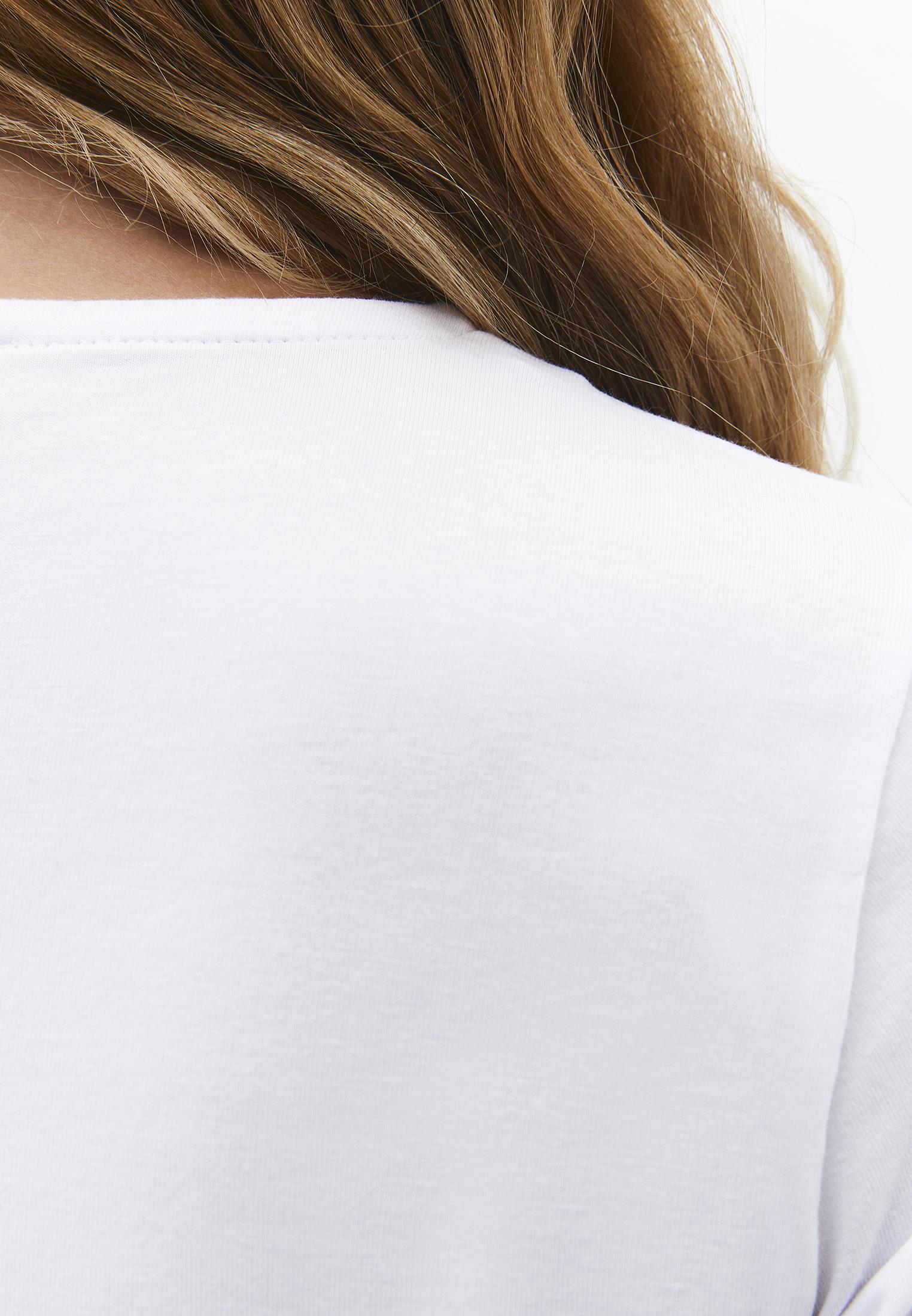 Crew Neck Long Sleeve Bodycon T-Shirt - WHITE
