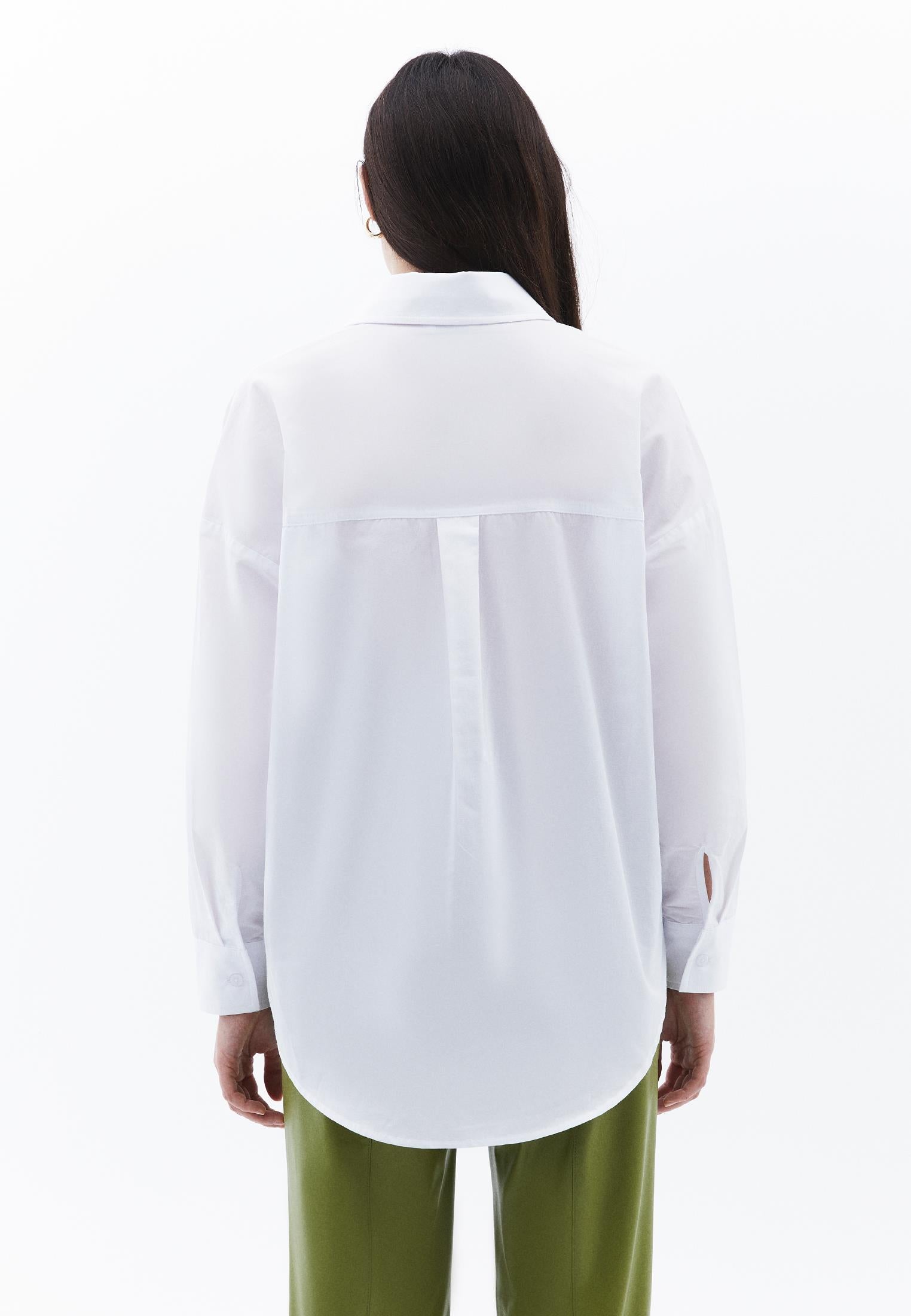 Oversize Long Sleeve Printed Shirt - WHITE