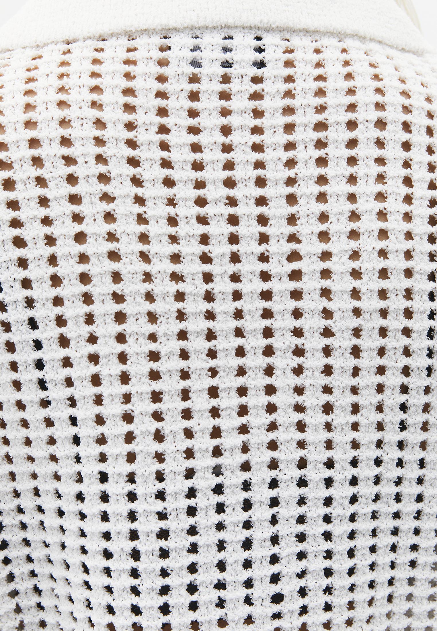 Polo Collar Oversize Ajour Sweater - WHITE