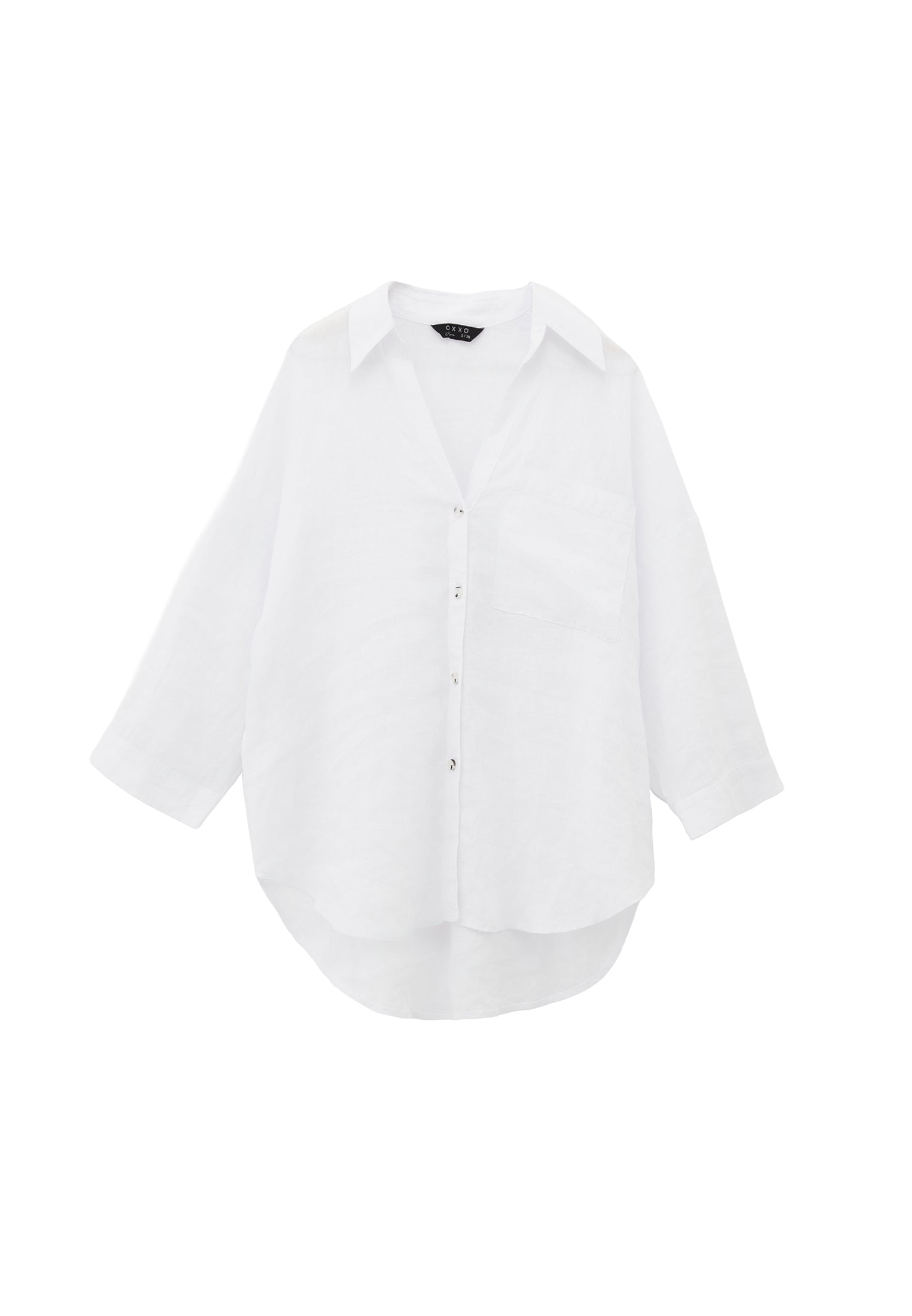 Shirt Collar Oversize Tunic Shirt - WHITE
