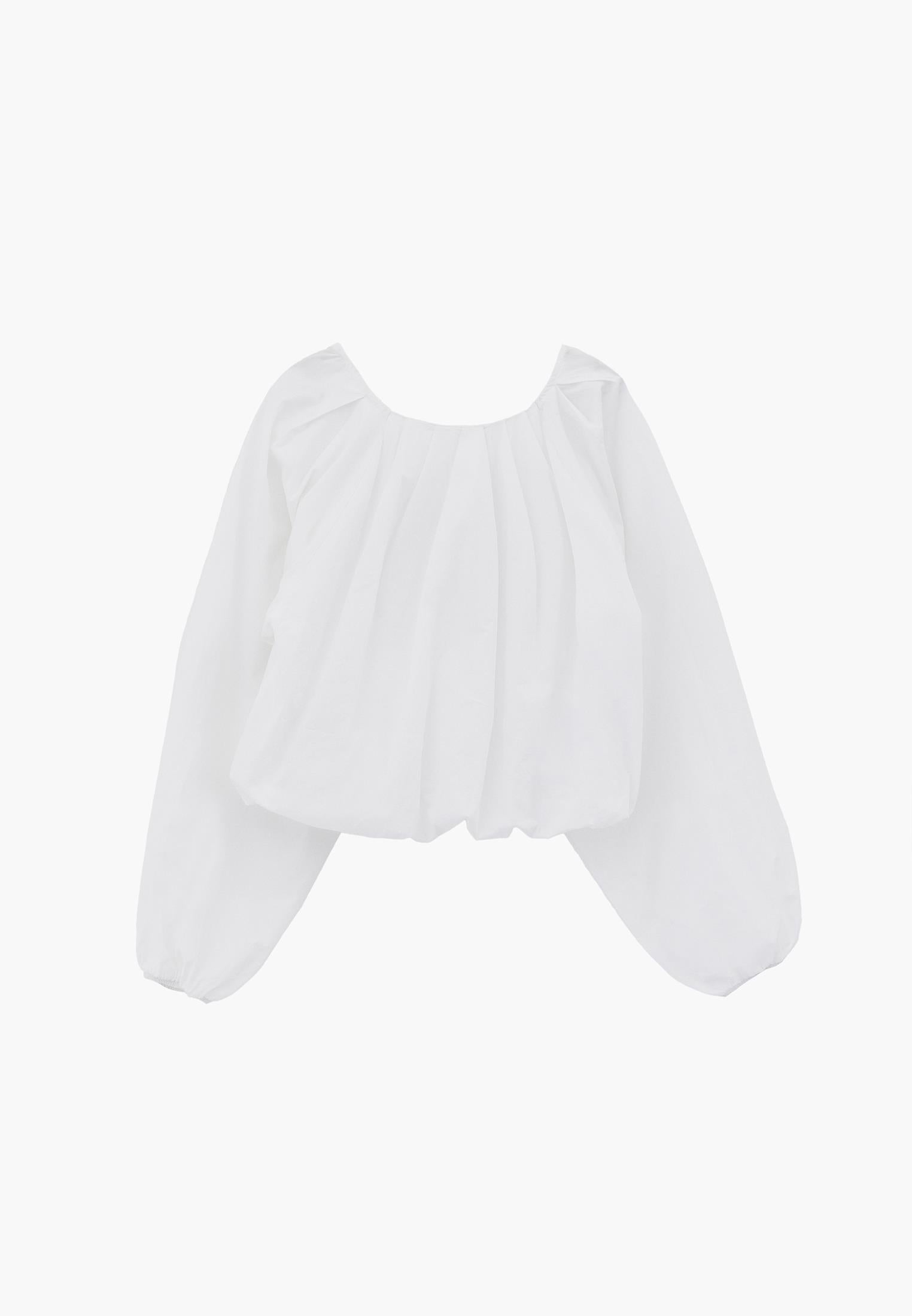 Balloon Form Blouse Long Sleeve - WHITE
