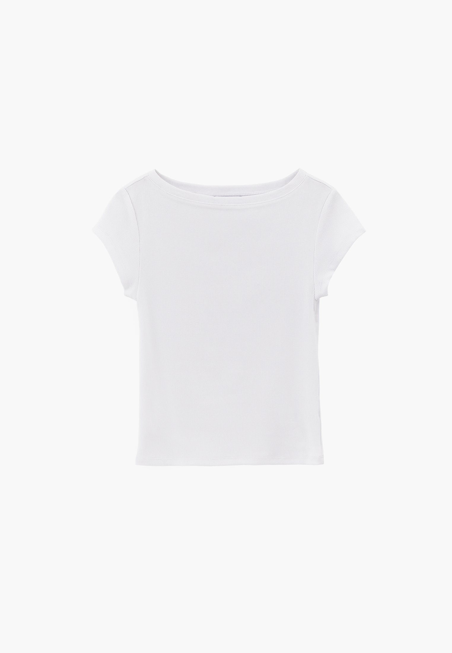 Boat Neck Short Sleeve T-Shirt - WHITE