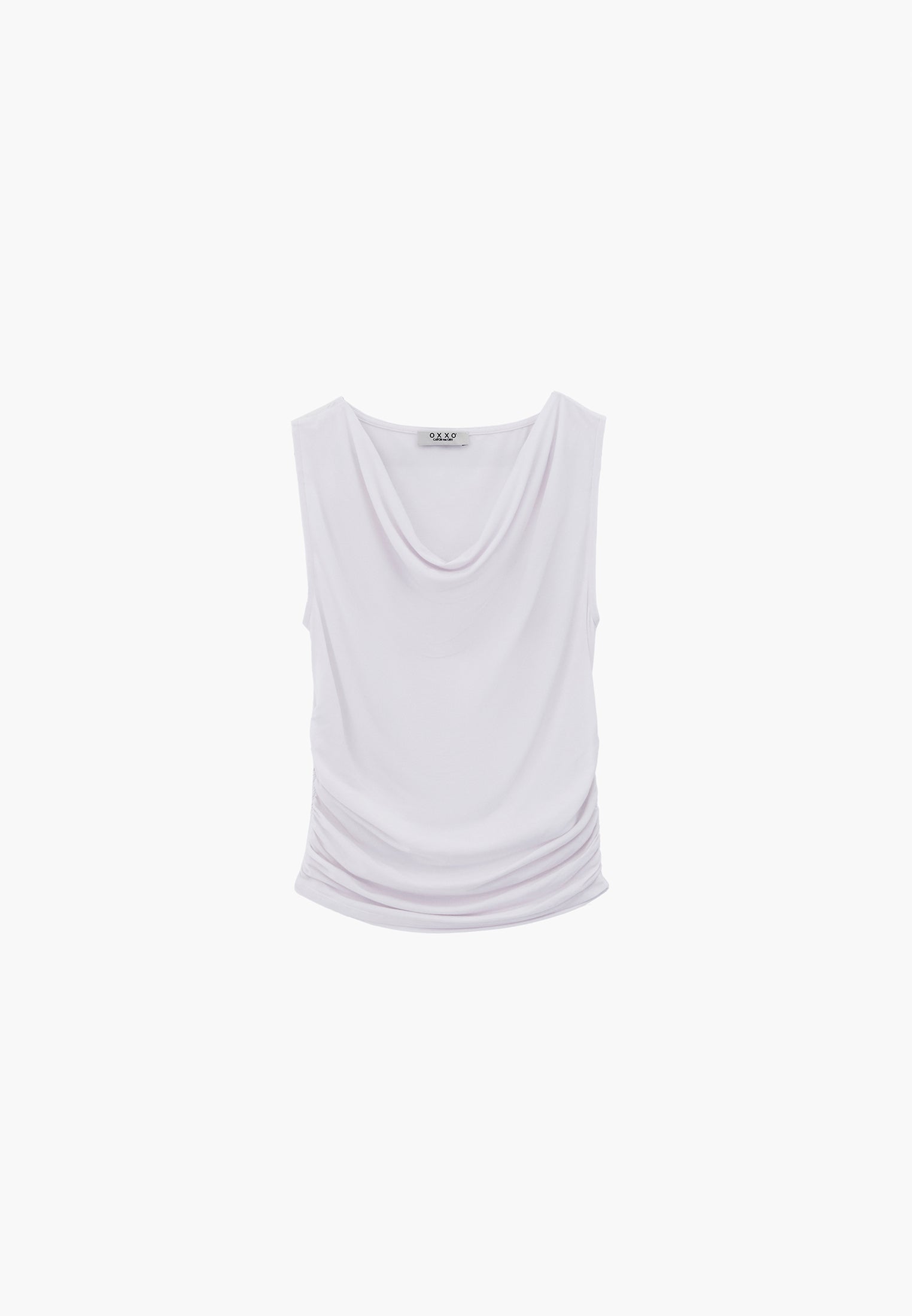 Cowl Neck Bodycon Tank Top - WHITE