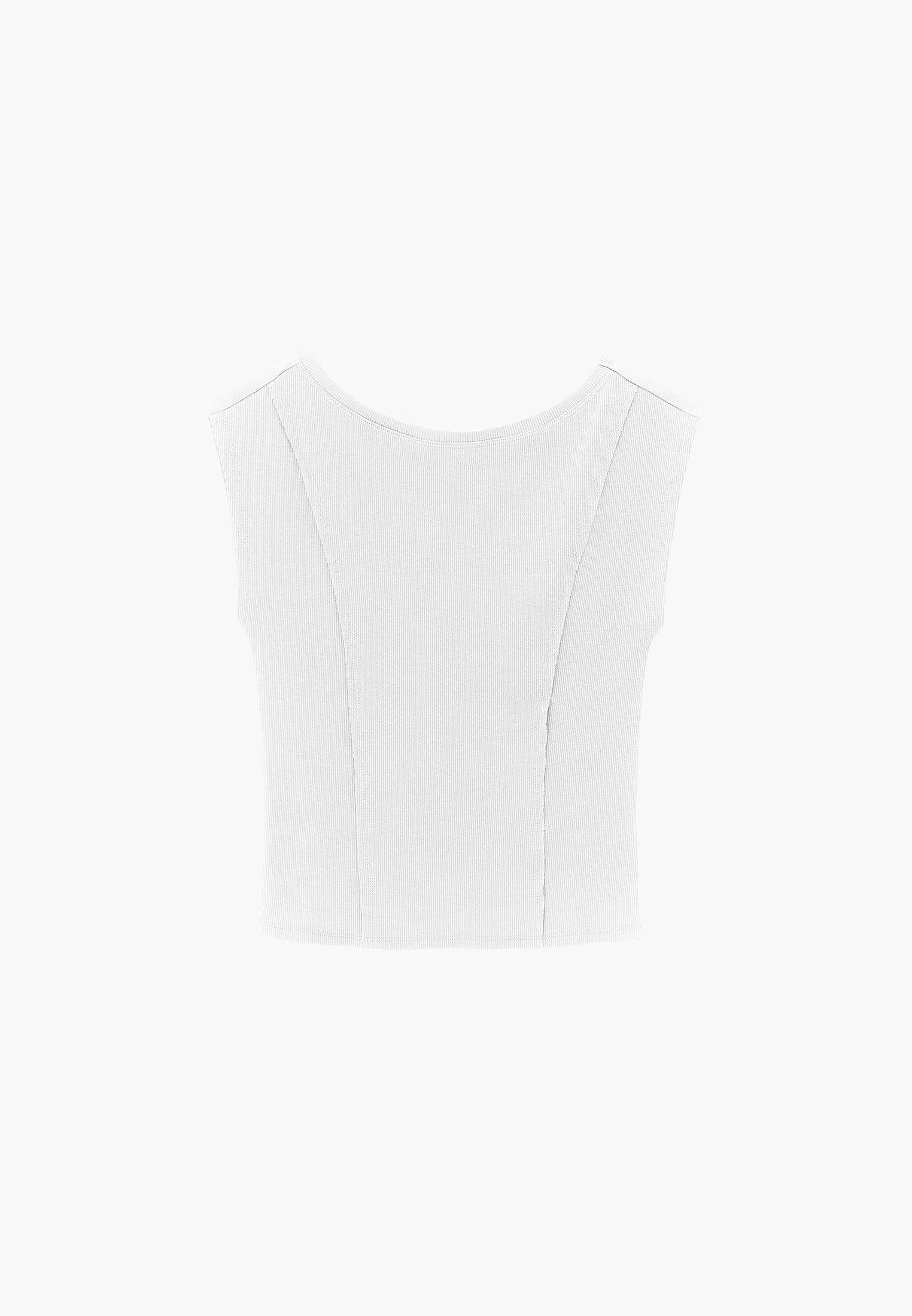 Boat Neck Sleeveless T-Shirt - WHITE