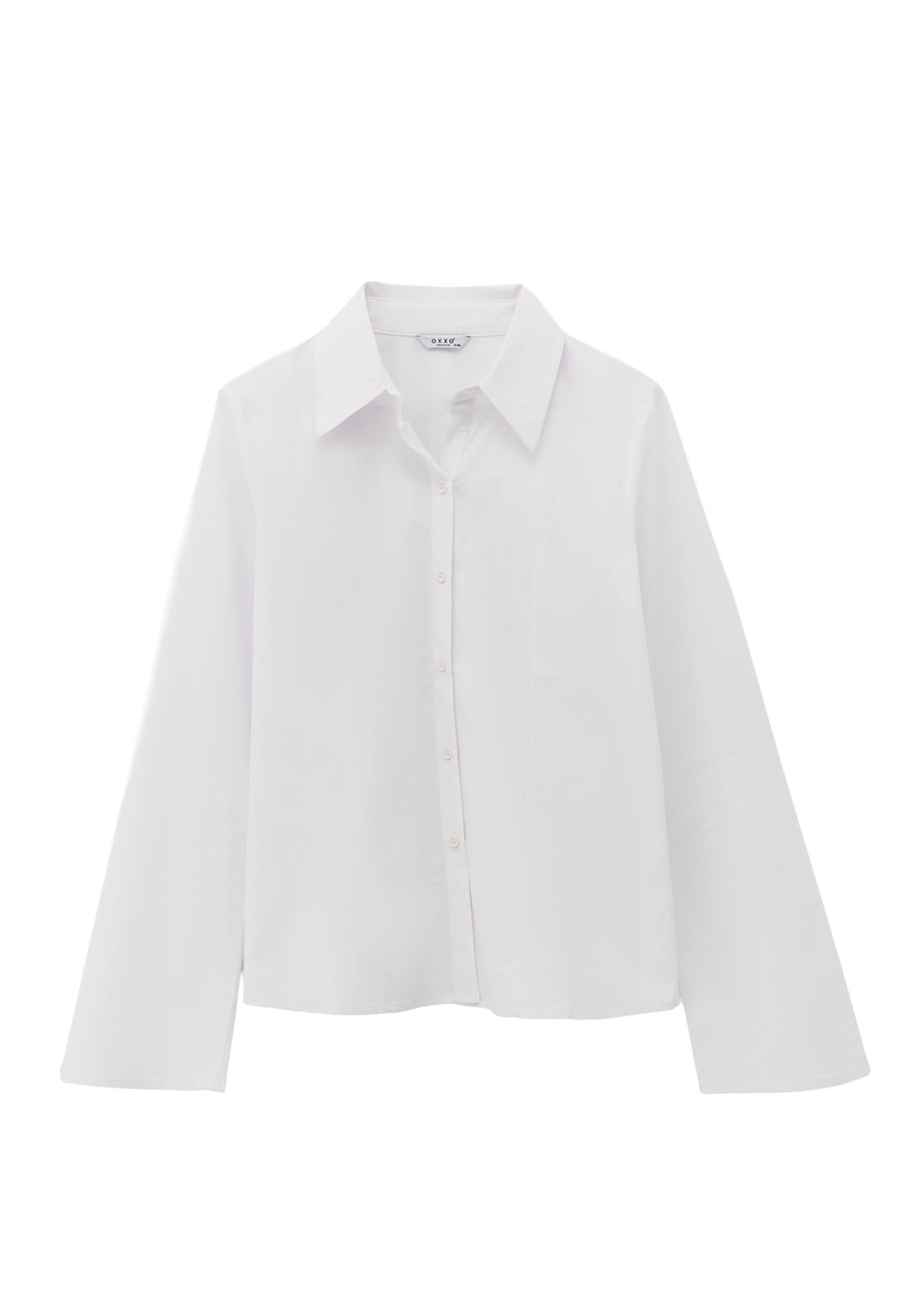 Buttoned Long Sleeve Shirt - WHITE