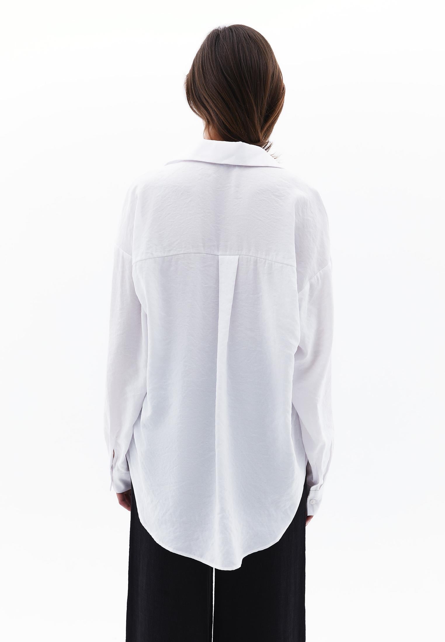Oversize Shirt With Button Detail - WHITE