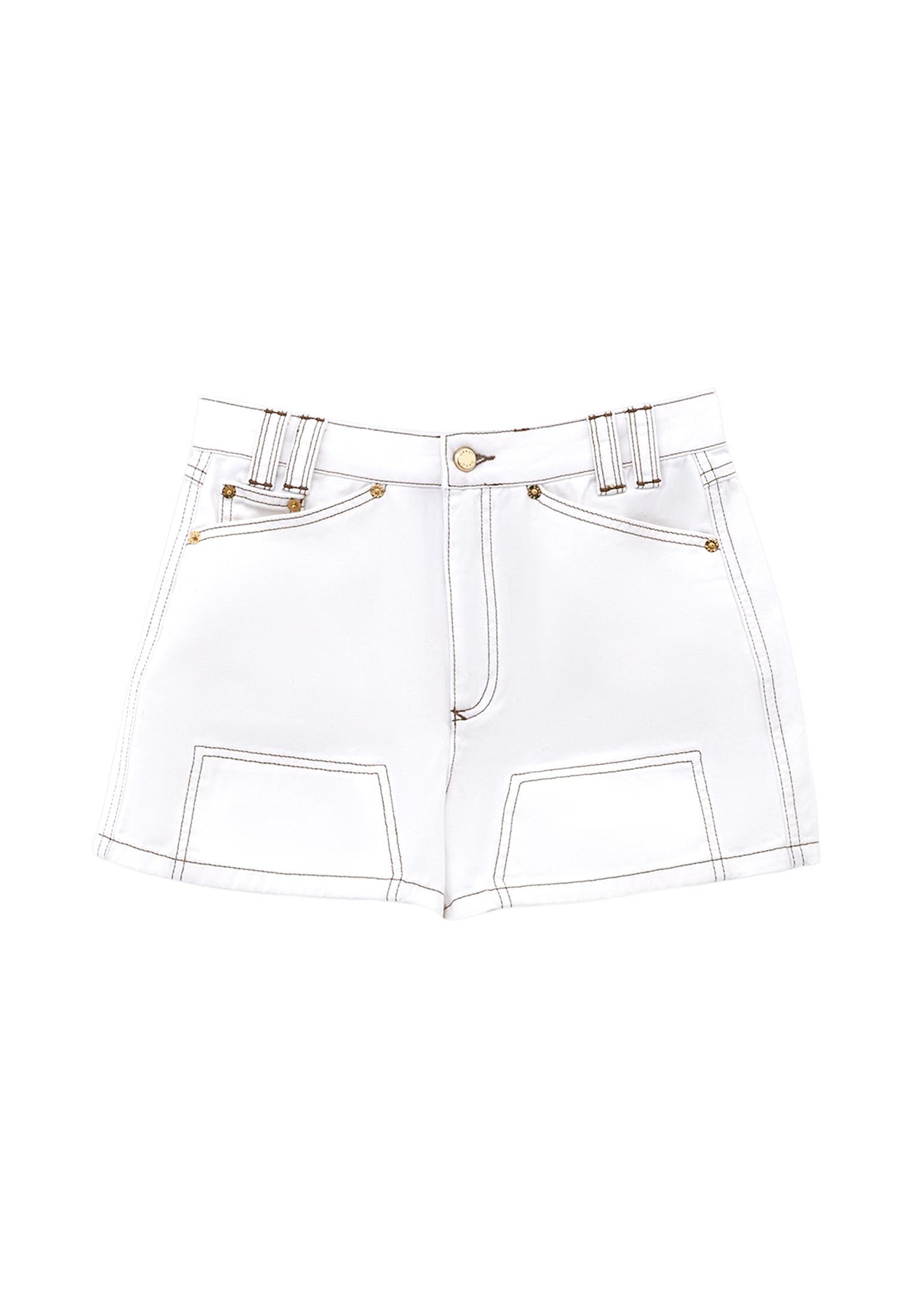 Ultra High Waist Cotton Shorts - WHITE