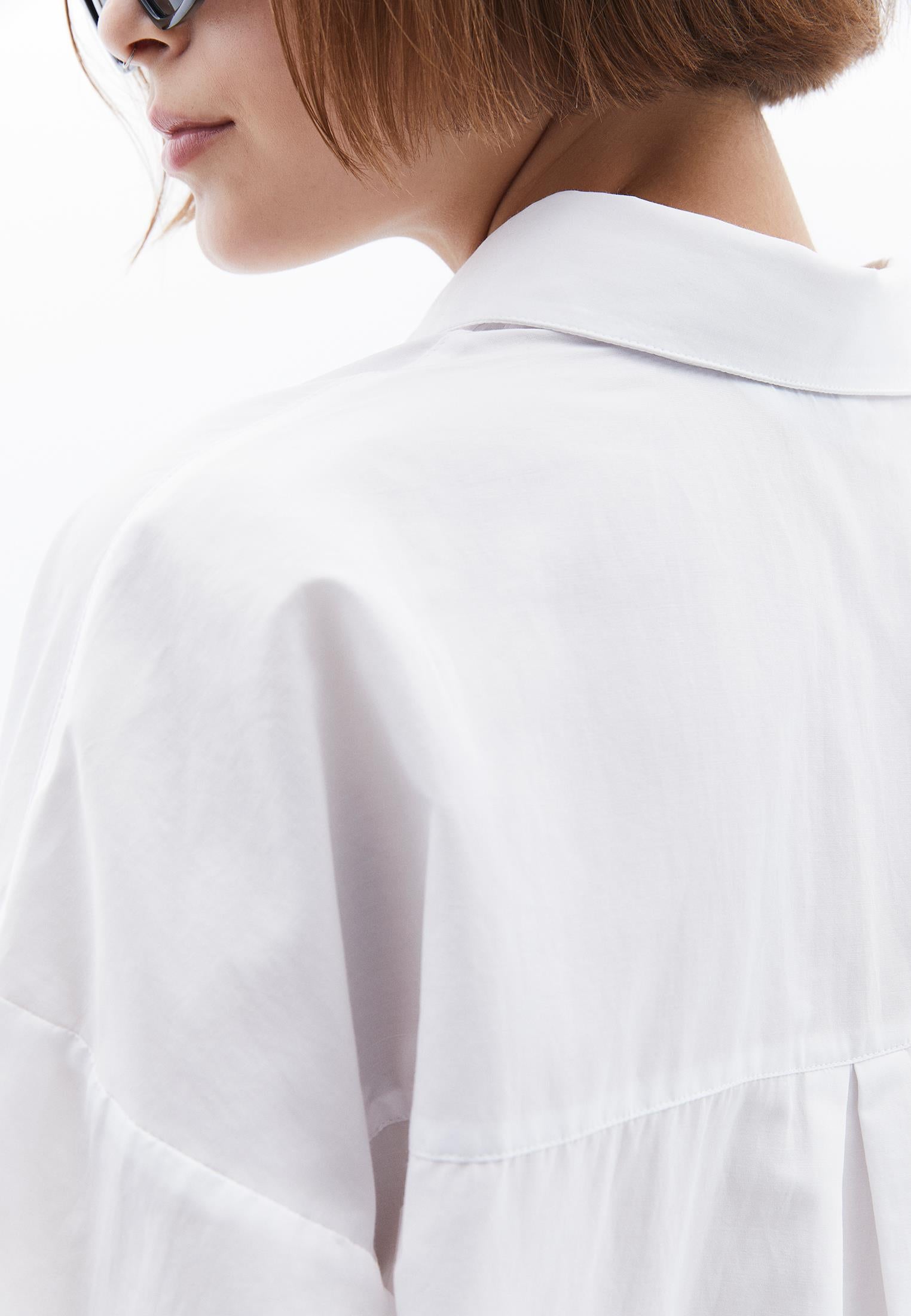 Shirt Collar Loose Woven Shirt - WHITE