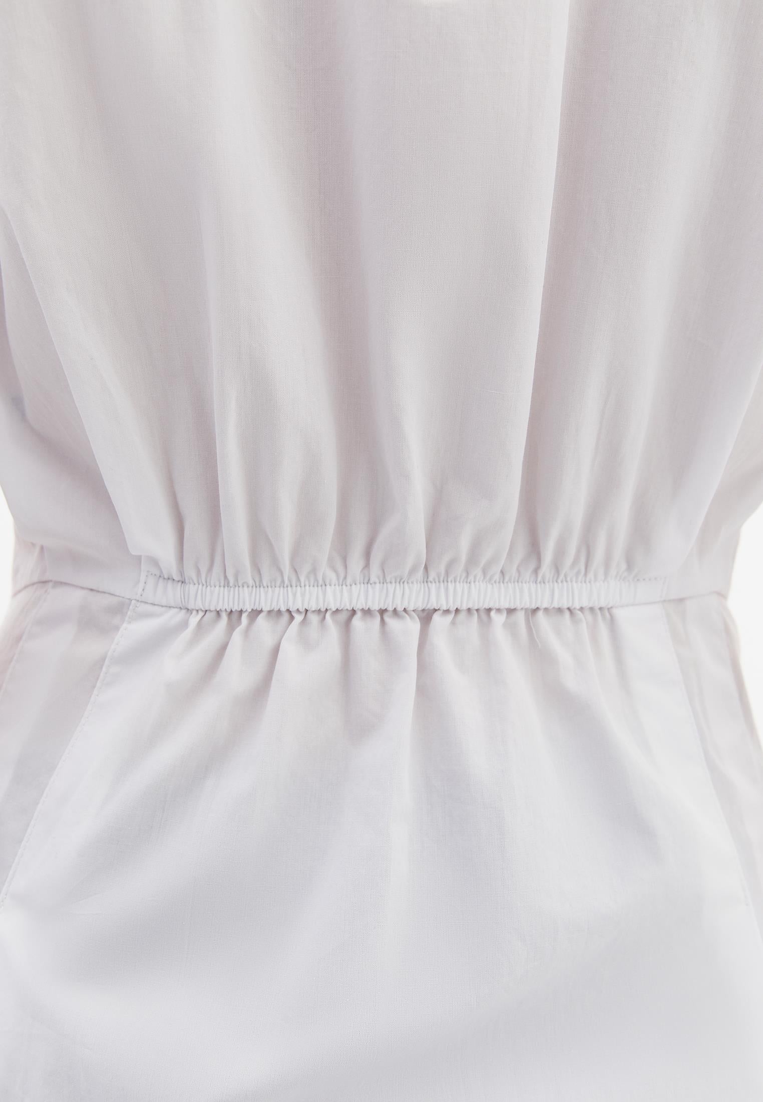 Pleated Cotton Shirt - WHITE