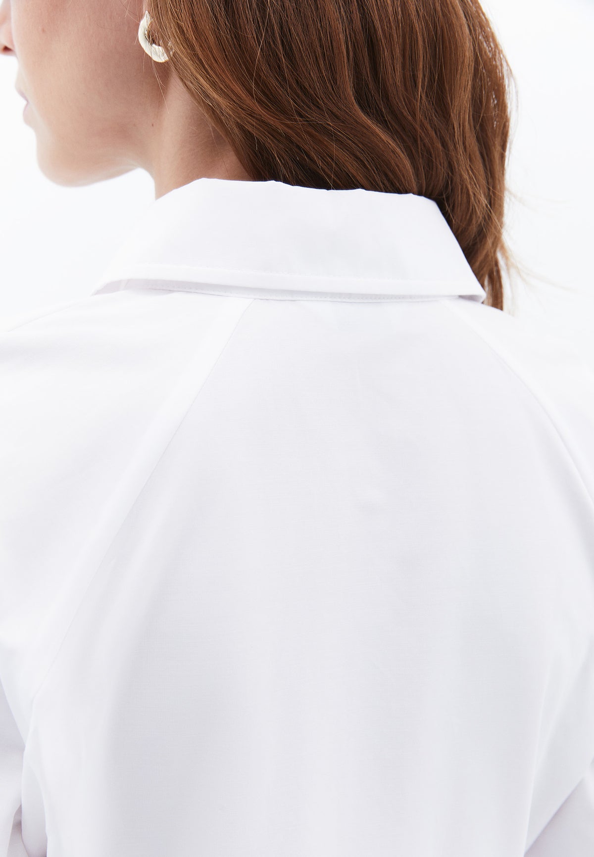 Slim Fit Shirt With Long Raglan Sleeve - WHITE