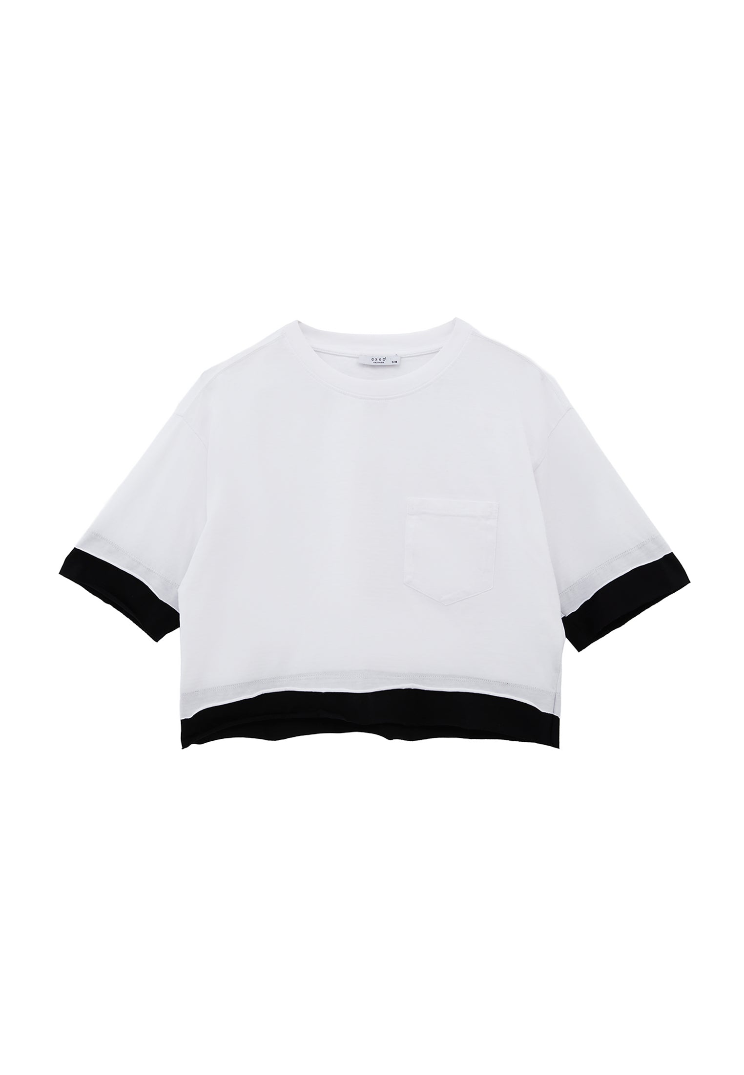 Cropped Crew Neck T-Shirt - WHITE
