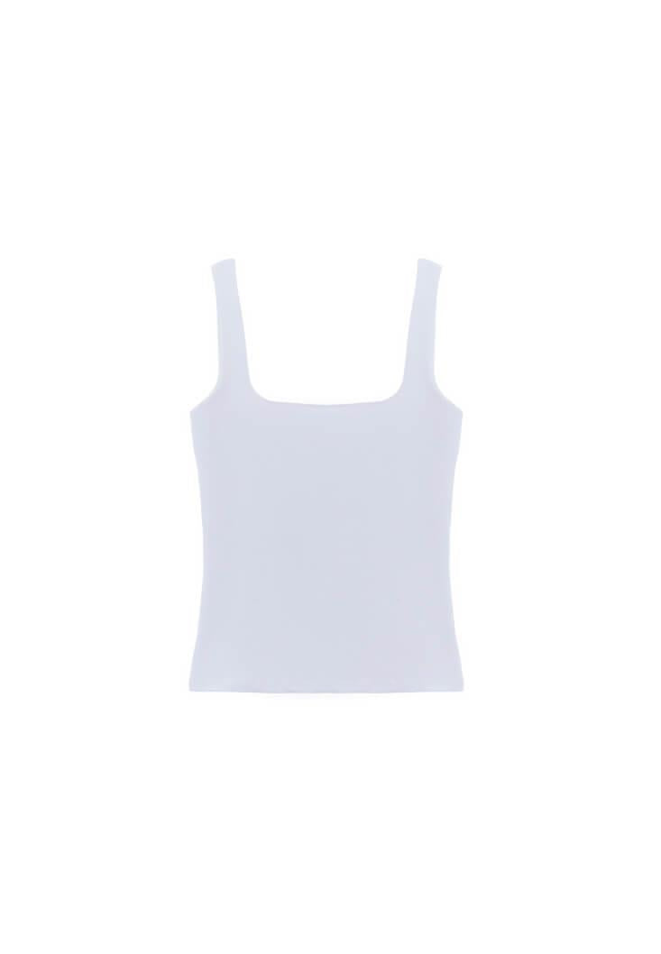 Square Neck Tank Top - WHITE