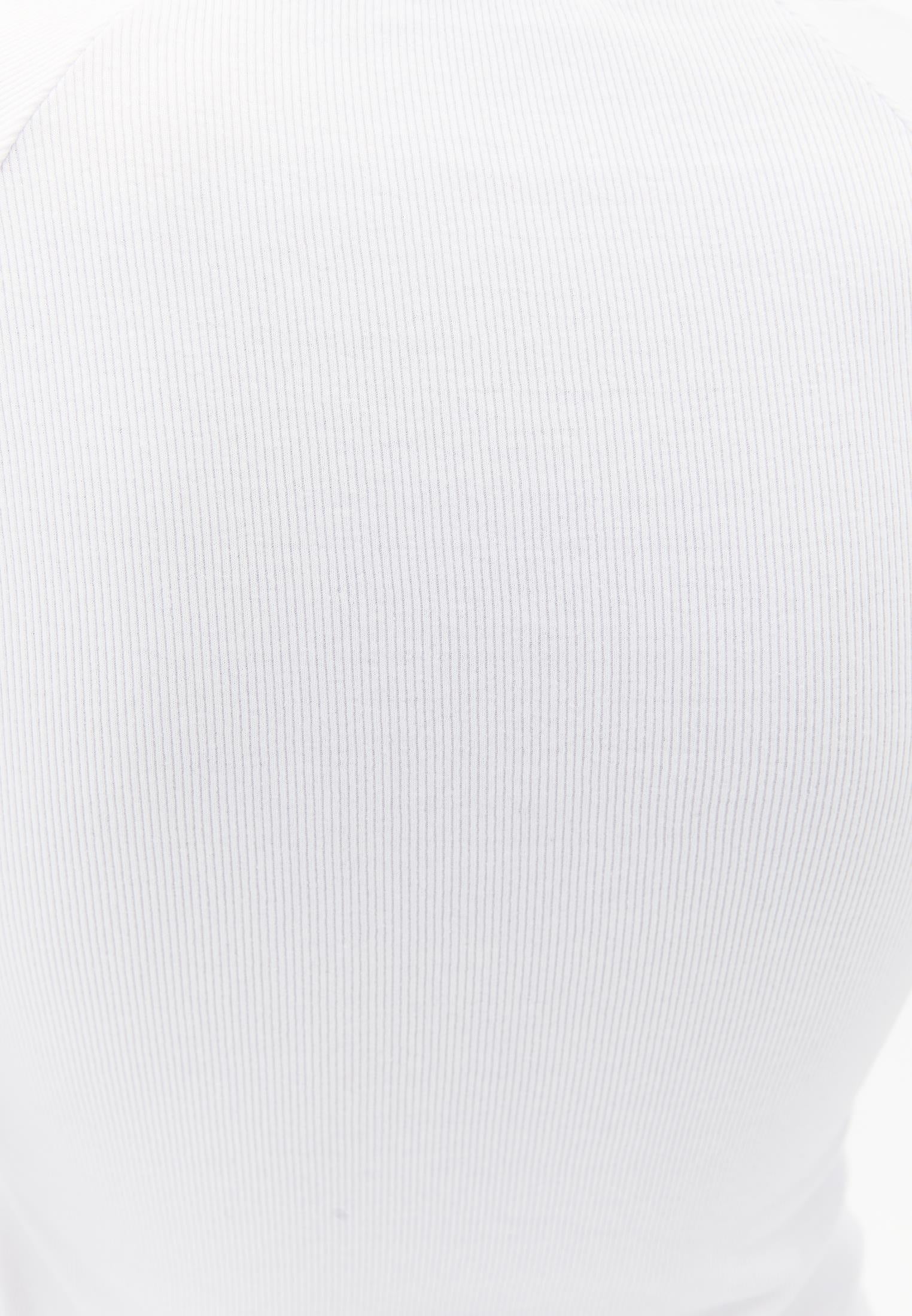 Ribbed Fabric Button Detailed V Neck Long Sleeve T-Shirt - WHITE