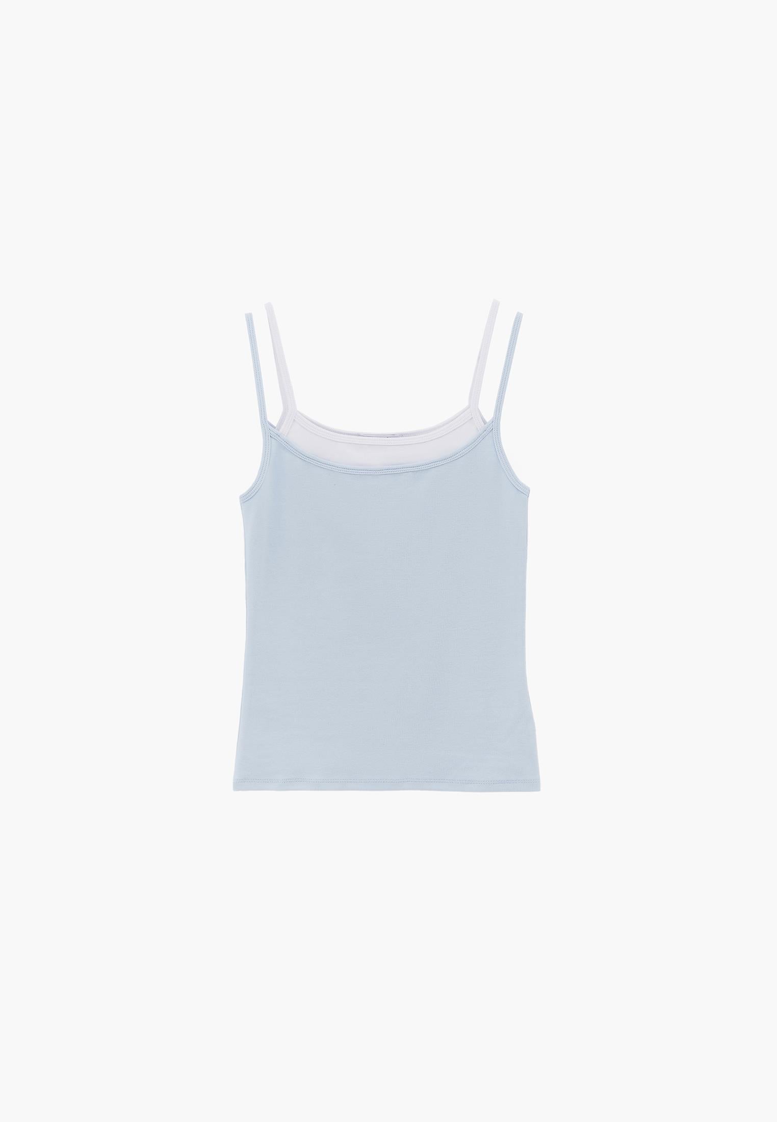 U Neck Bodycon Tank Top - ICE WATER/WHITE