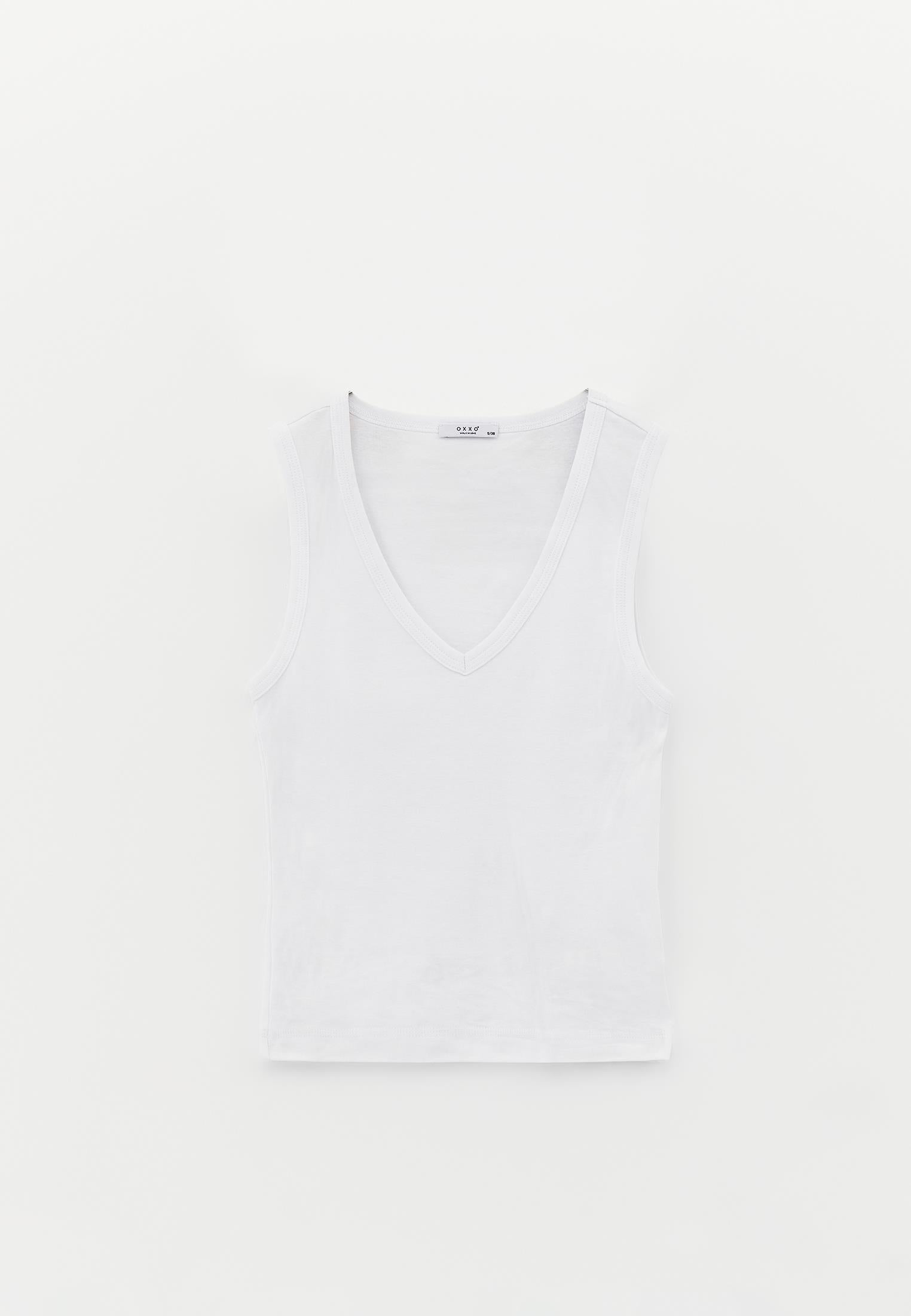 V Neck Bodycon Rib Tank Top - WHITE