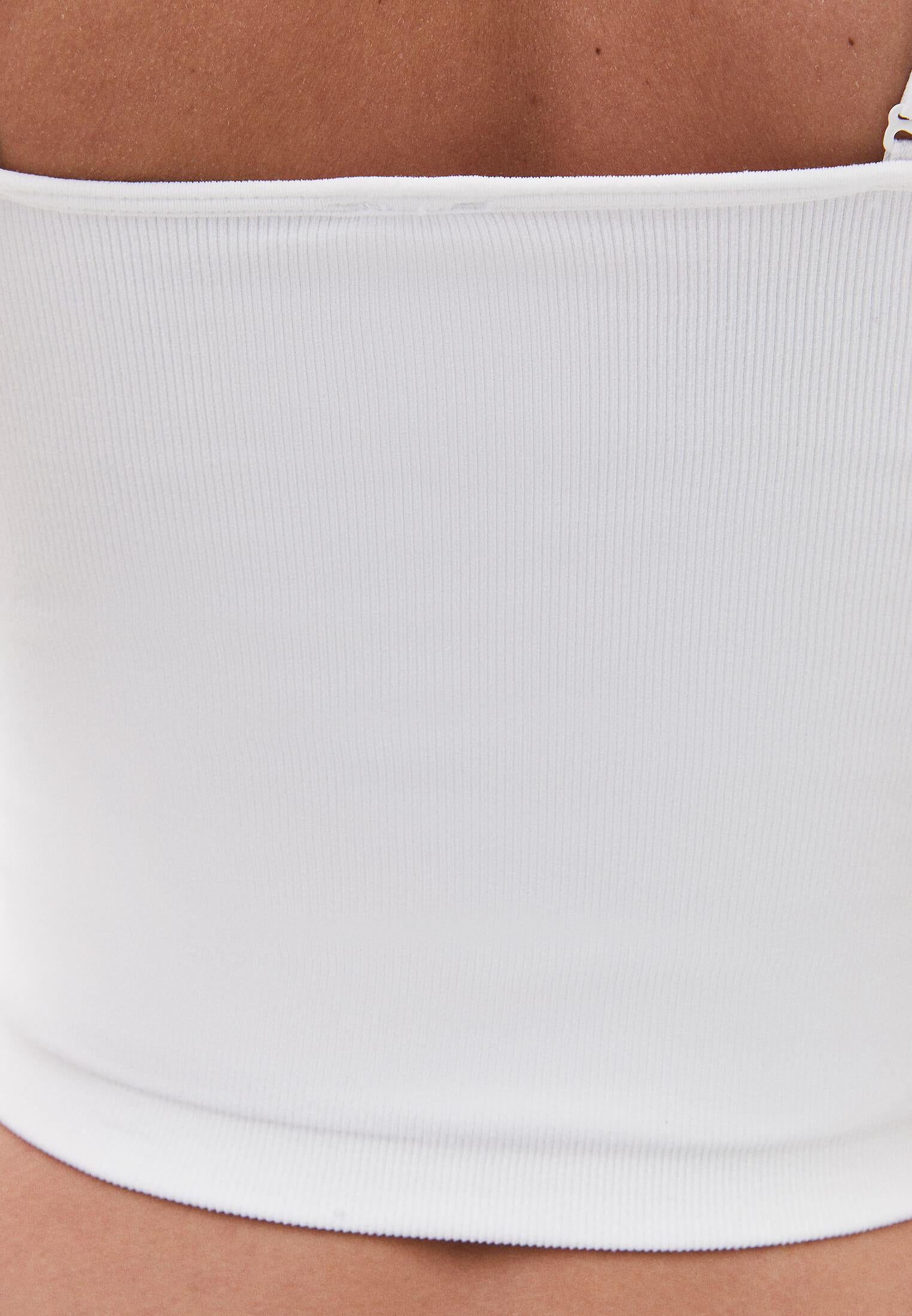 Jacquard Strapless Sleeveless Top - WHITE