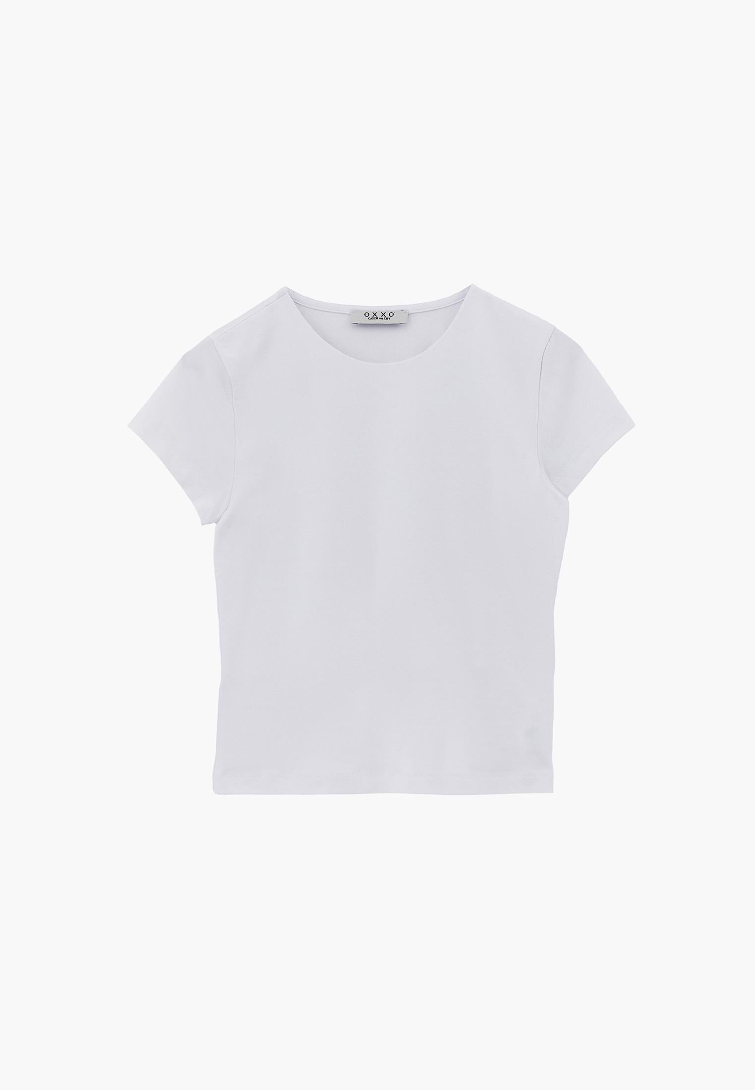 Crew Neck Long Sleeve Bodycon T-Shirt - WHITE